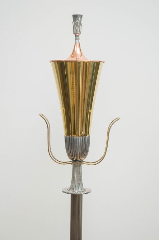 American Tommi Parzinger Polished Floor Lamp For Sale