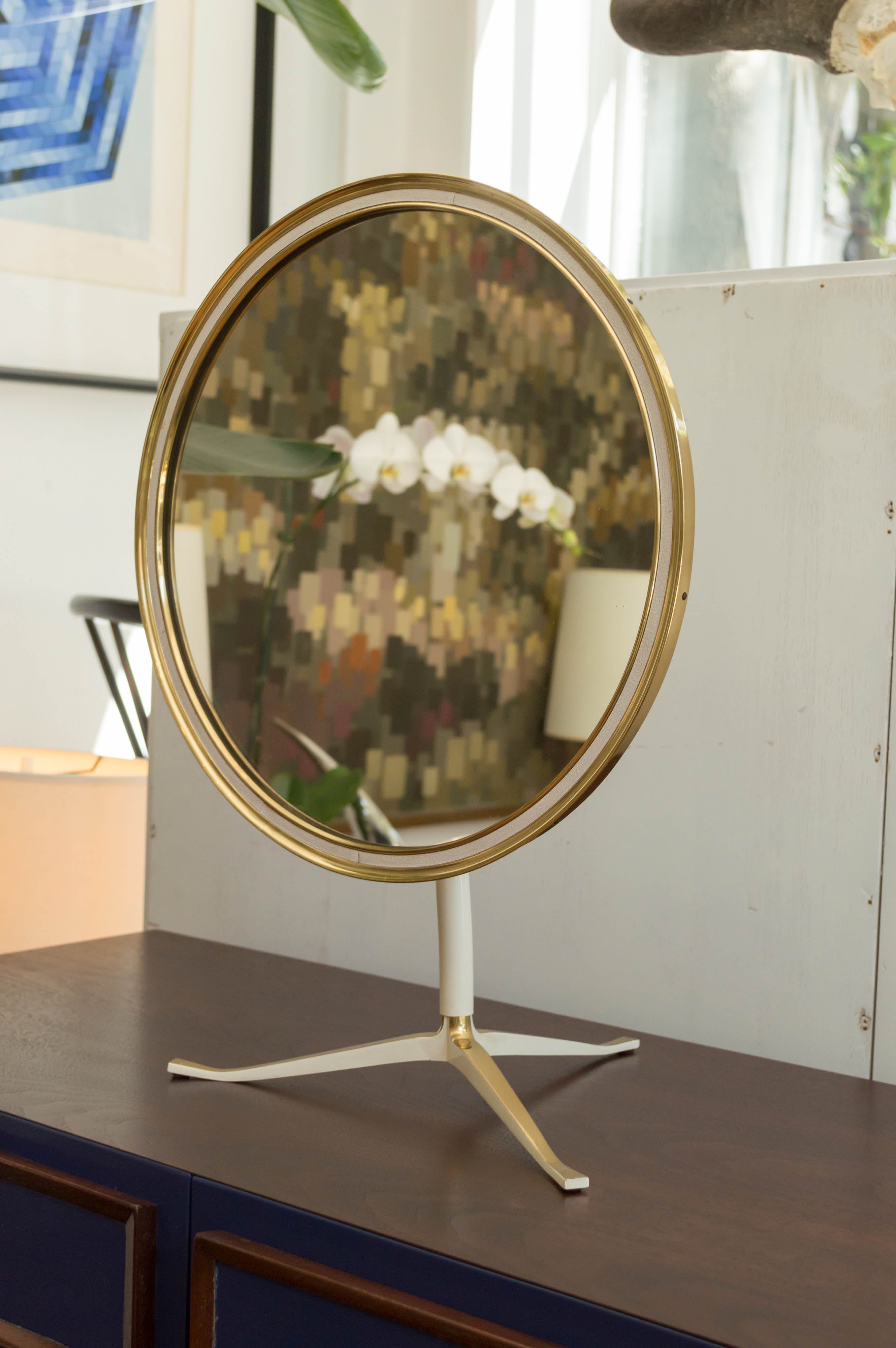 German 1960s Brass Mirror In Excellent Condition For Sale In San Francisco, CA