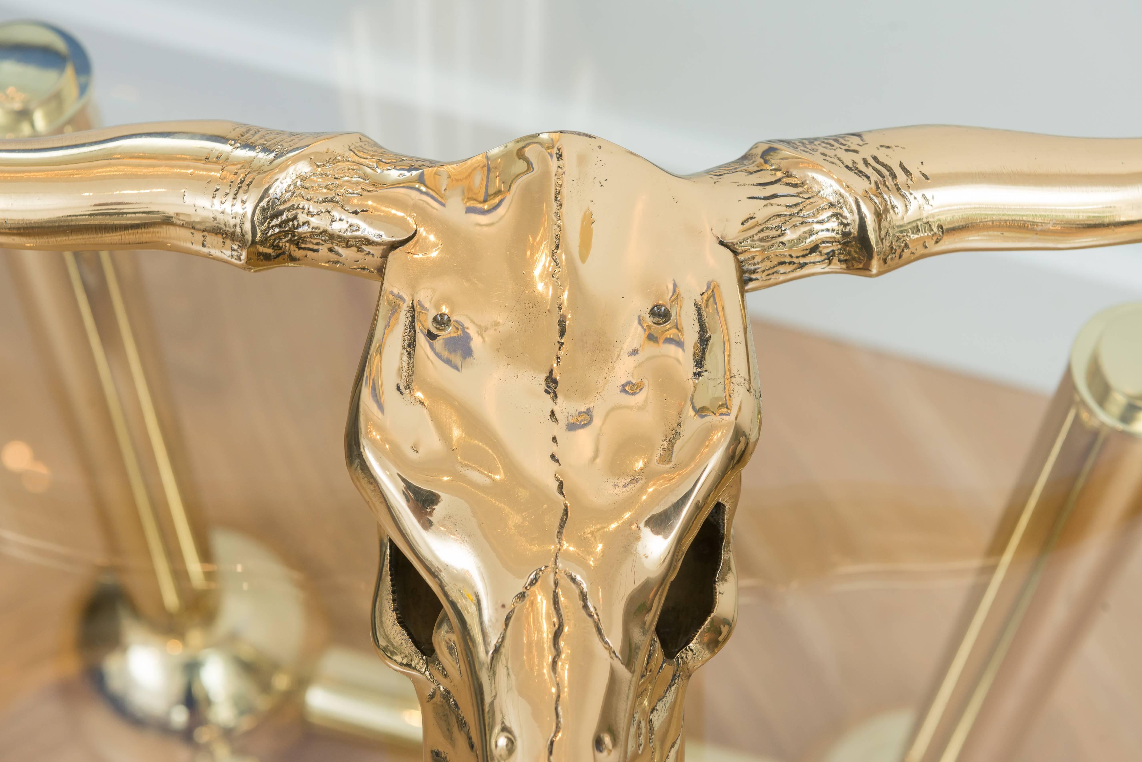 Polished Brass Longhorn In Excellent Condition For Sale In San Francisco, CA