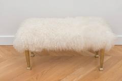Polished Brass and Mongolian Wool Bench