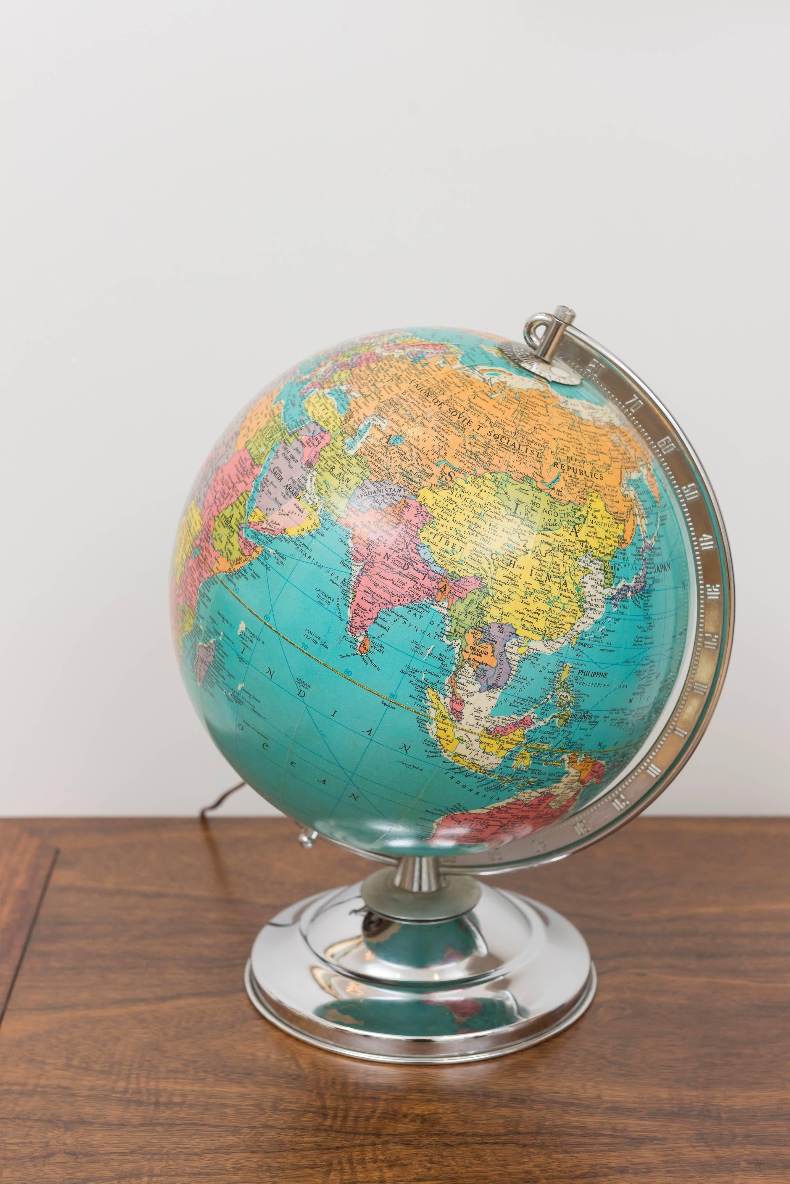 Illuminated Replogle Library Globe For Sale 1