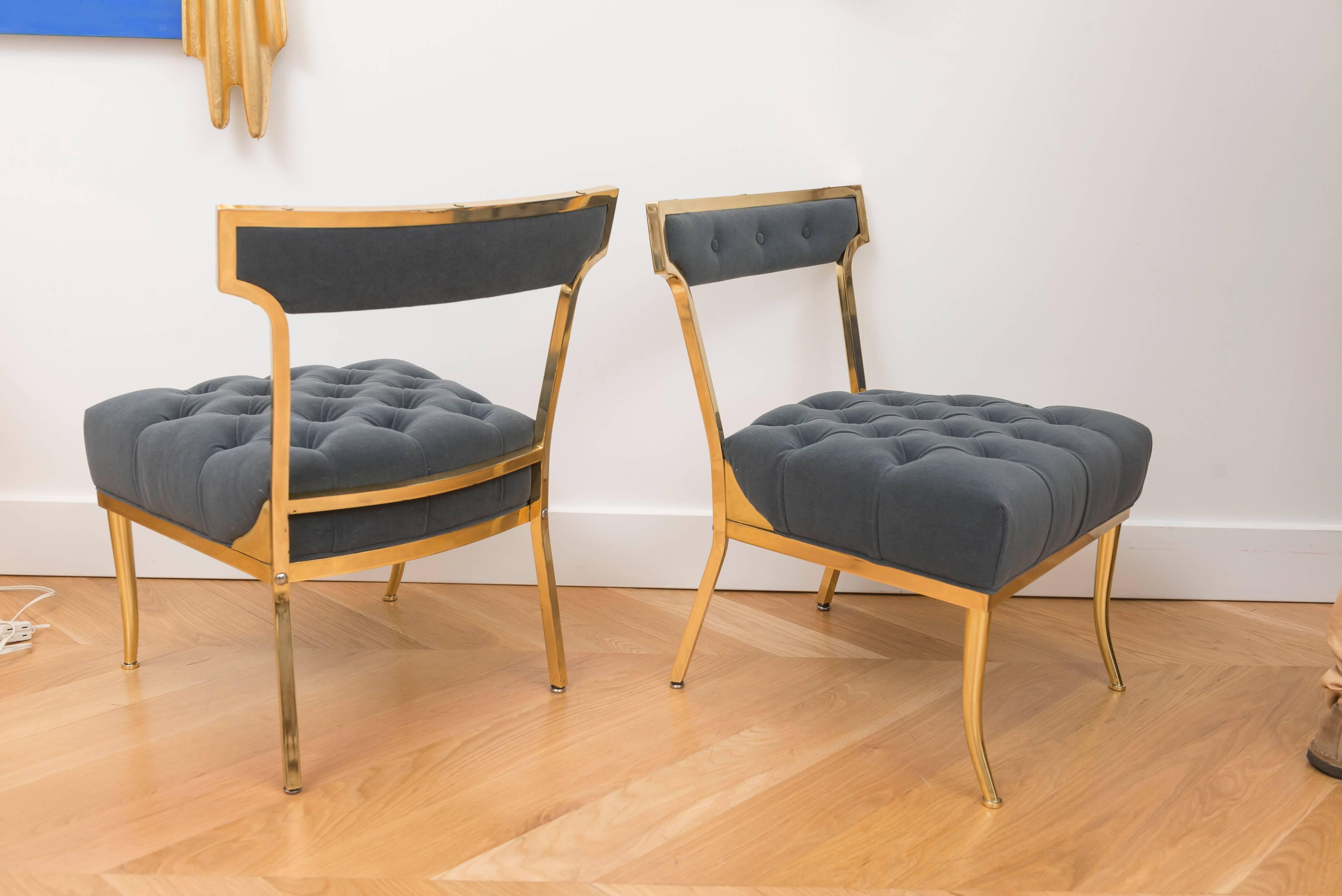 Mid-20th Century Amazing Pair of William Haines Polished Brass Chairs