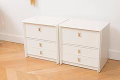 Pair of Paul Frankl Ivory Lacquered Nightstands