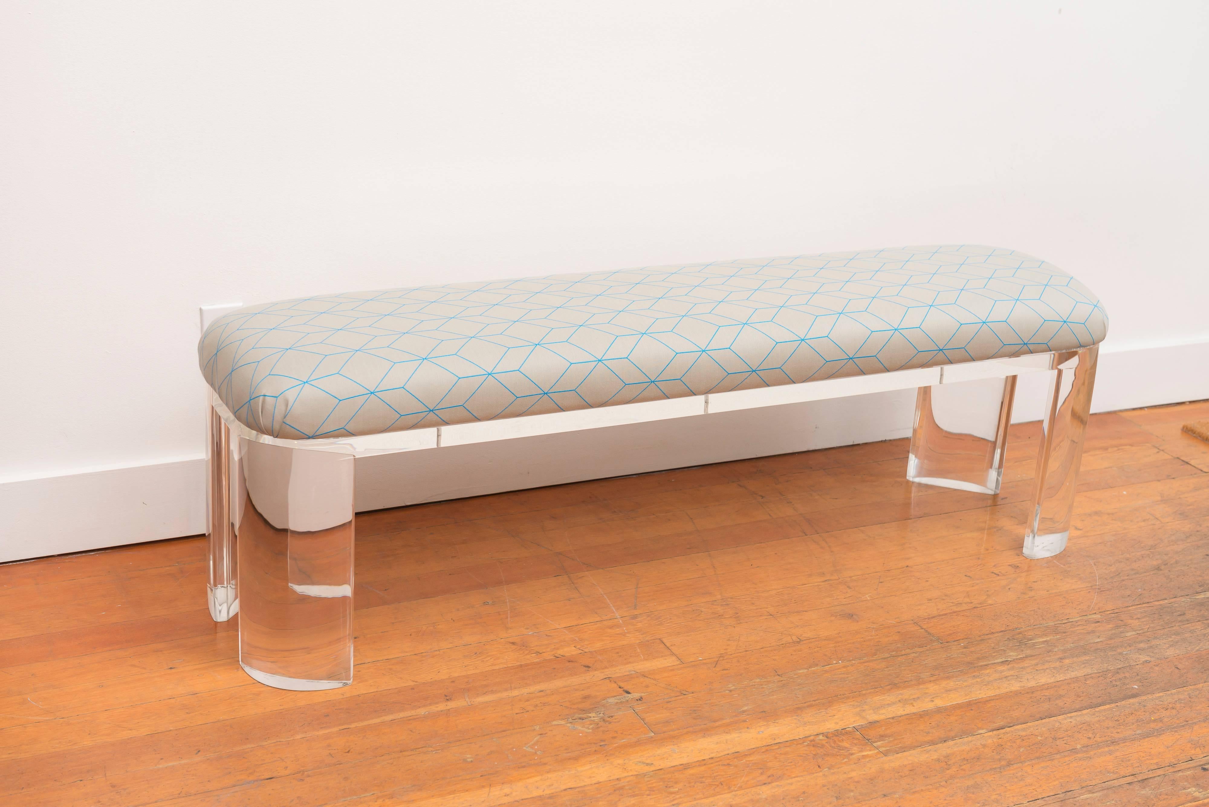 Very impressive Lucite bench in the style of Karl Springer.