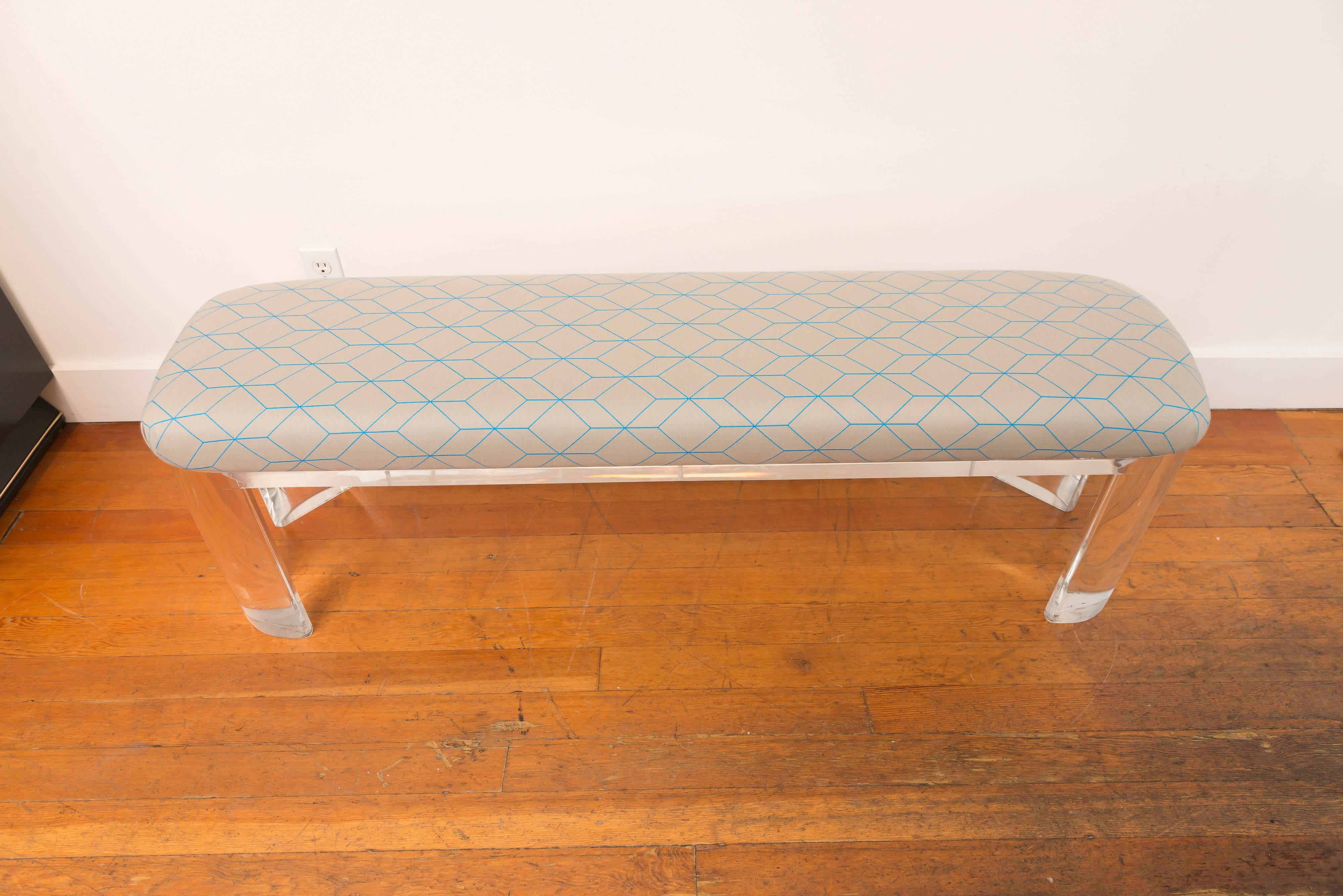 Karl Springer style Lucite Bench In Excellent Condition For Sale In San Francisco, CA