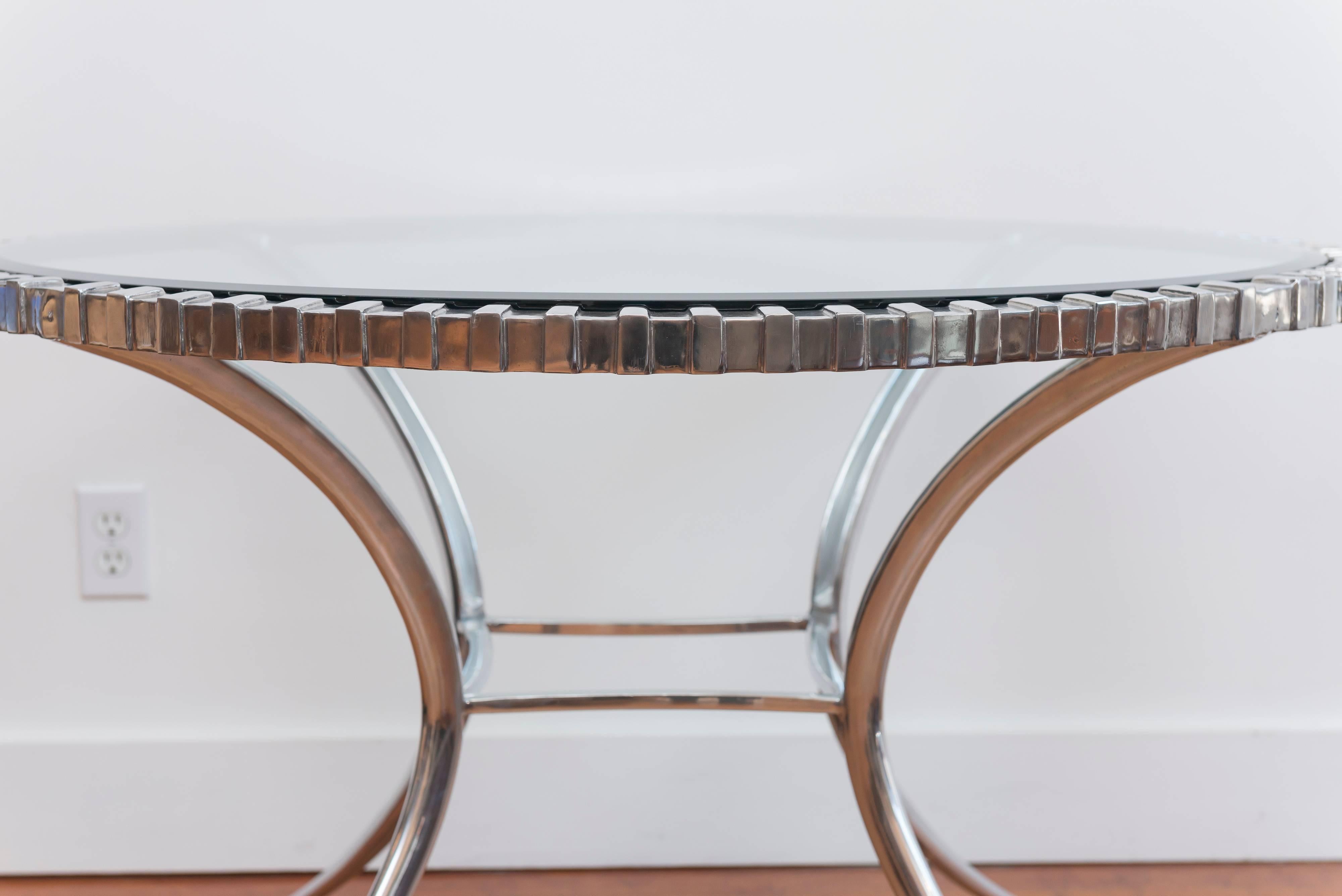 Thinline Polished Aluminum Klismos Table In Excellent Condition For Sale In San Francisco, CA