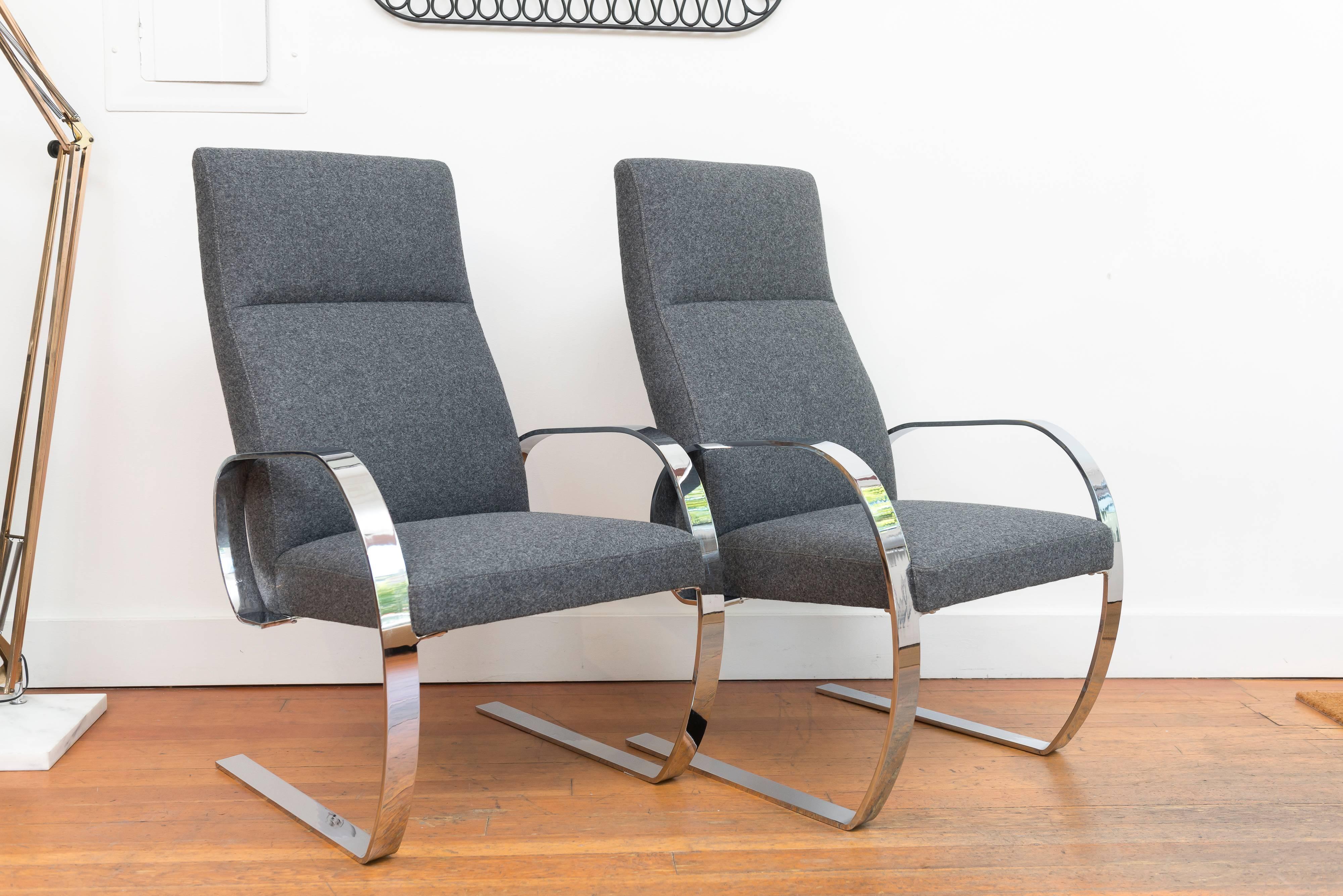 American Chrome Cantilever Armchairs For Sale