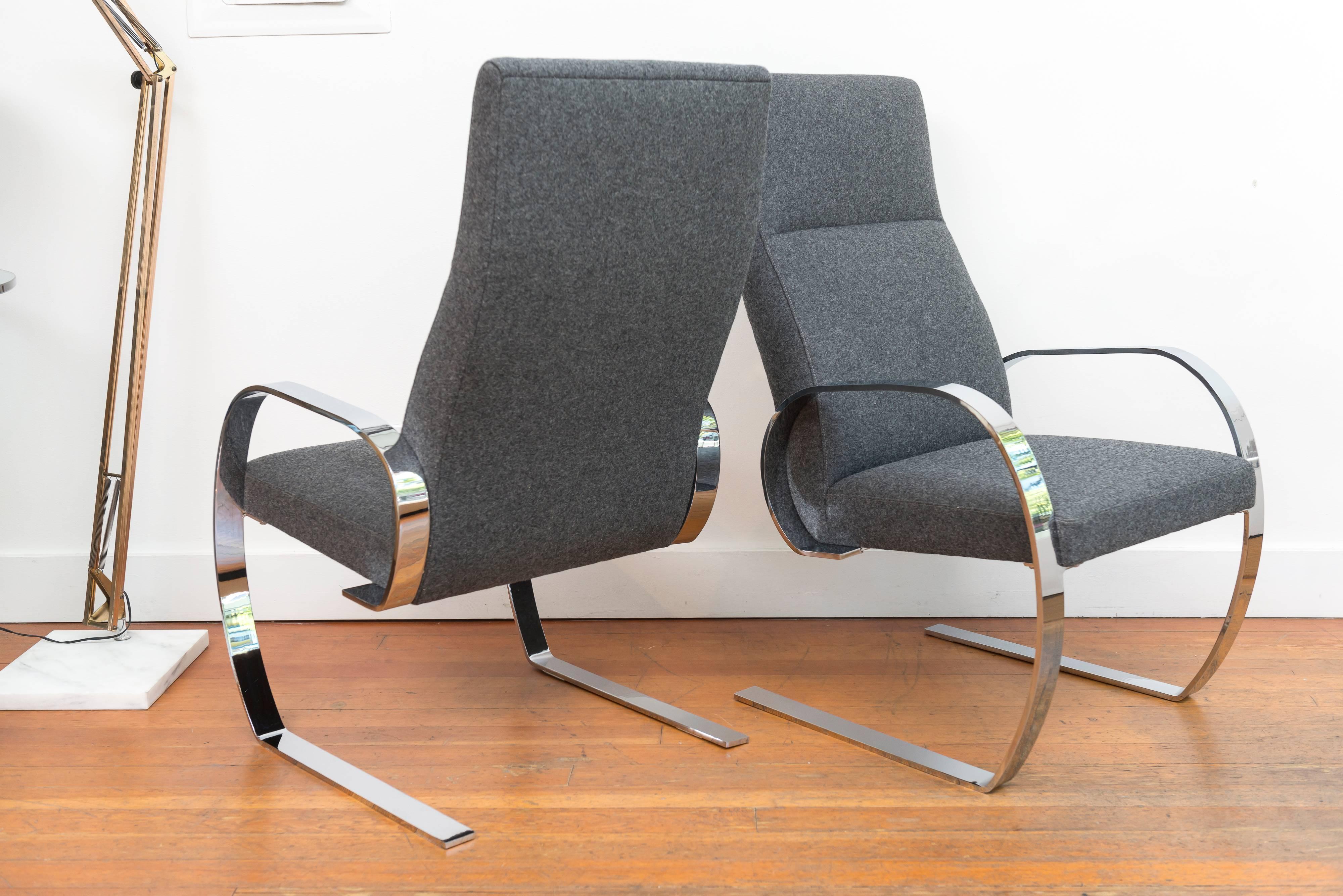 Chrome Cantilever Armchairs For Sale 2