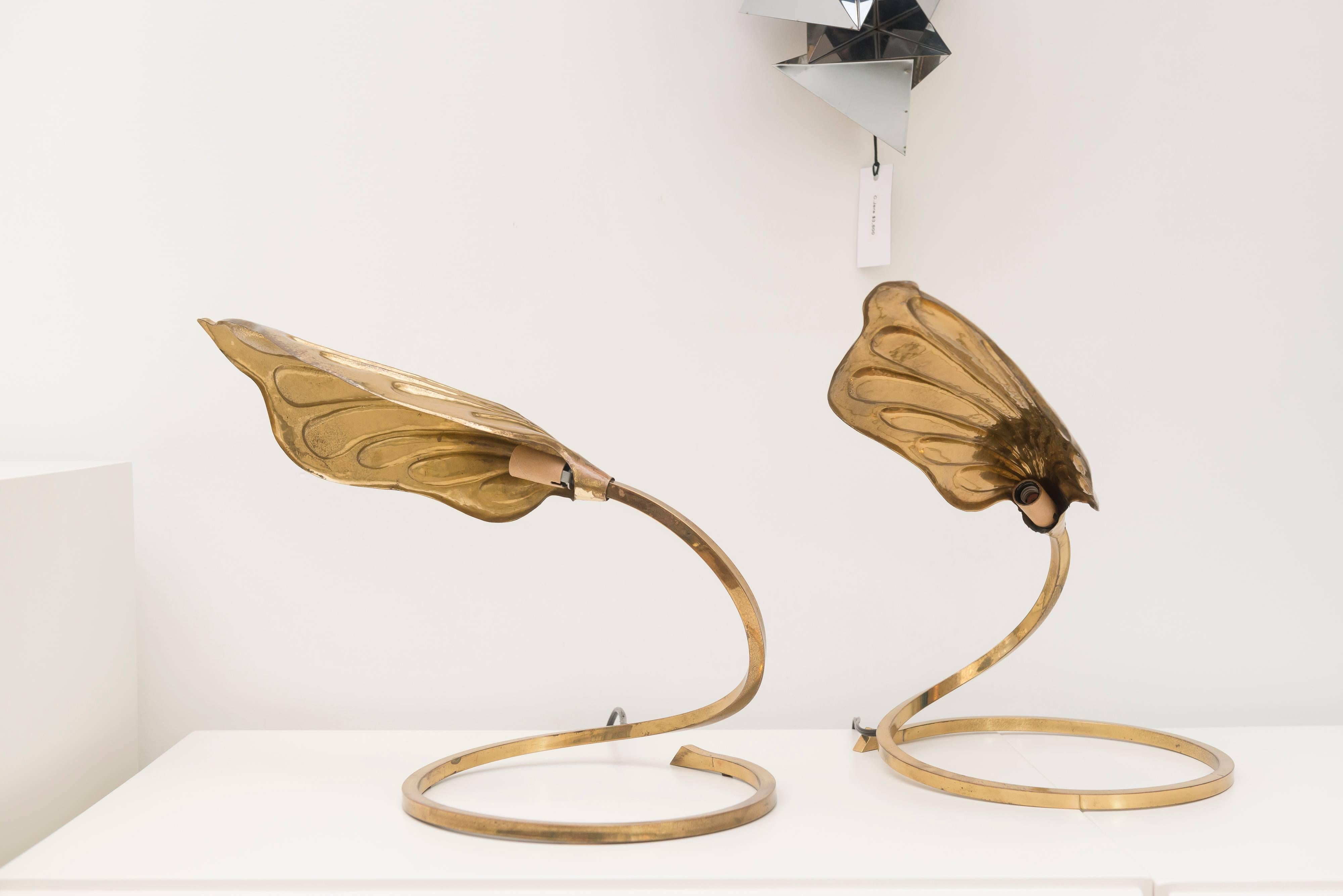 Mid-20th Century Pair of Tammaso Barbi Brass Table Lamps For Sale