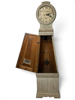 19th C. Swedish Mora Clock with Original Teracotta paint