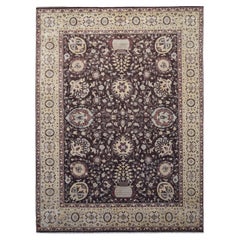 Neoklassische reiche Schokolade und Beige Sultanabad Rugs 9'x12'1'' Wolle