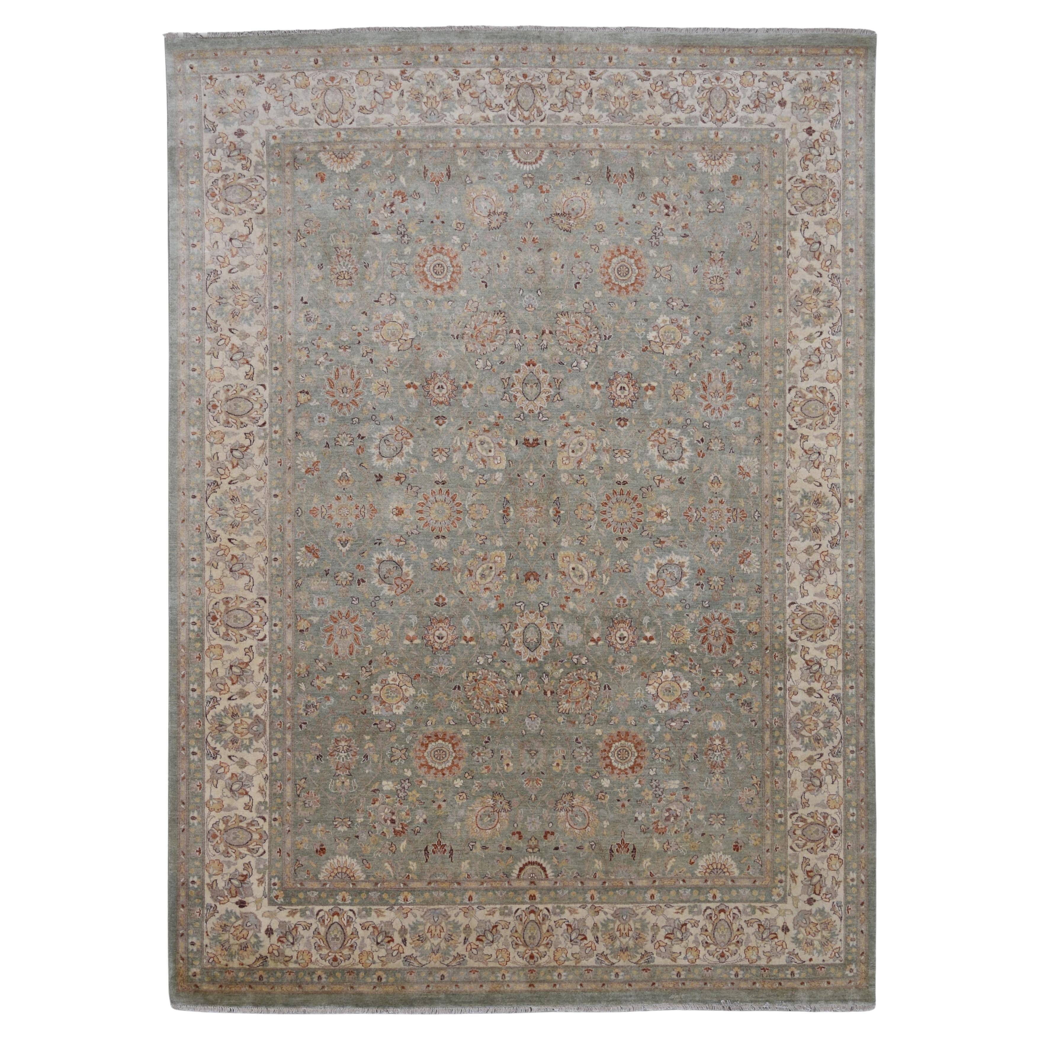 Sultanabad Rugs Weiches Grün in Wolle Teppich 8'11" x 12'3" im Angebot