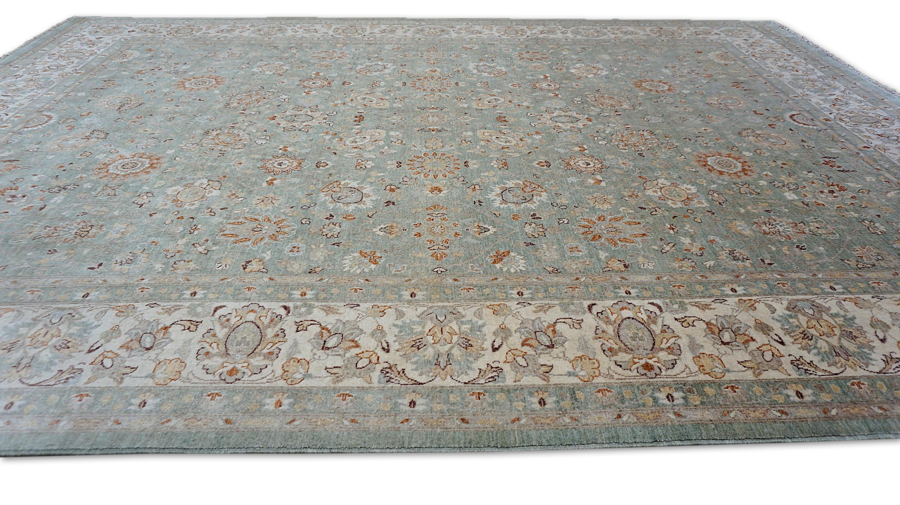 Sultanabad Rugs Weiches Grün in Wolle Teppich 8'11