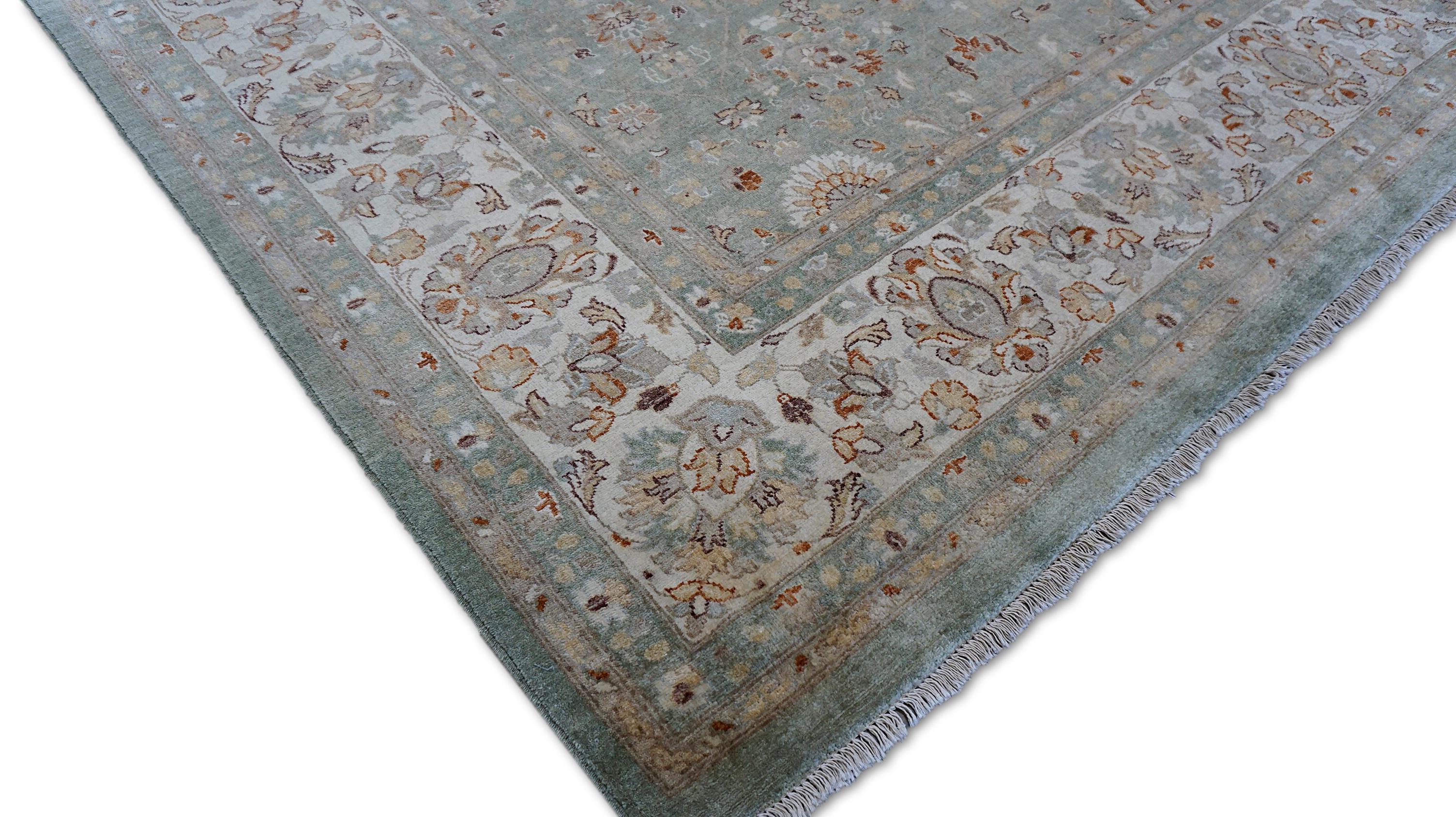 Sultanabad Rugs Weiches Grün in Wolle Teppich 8'11