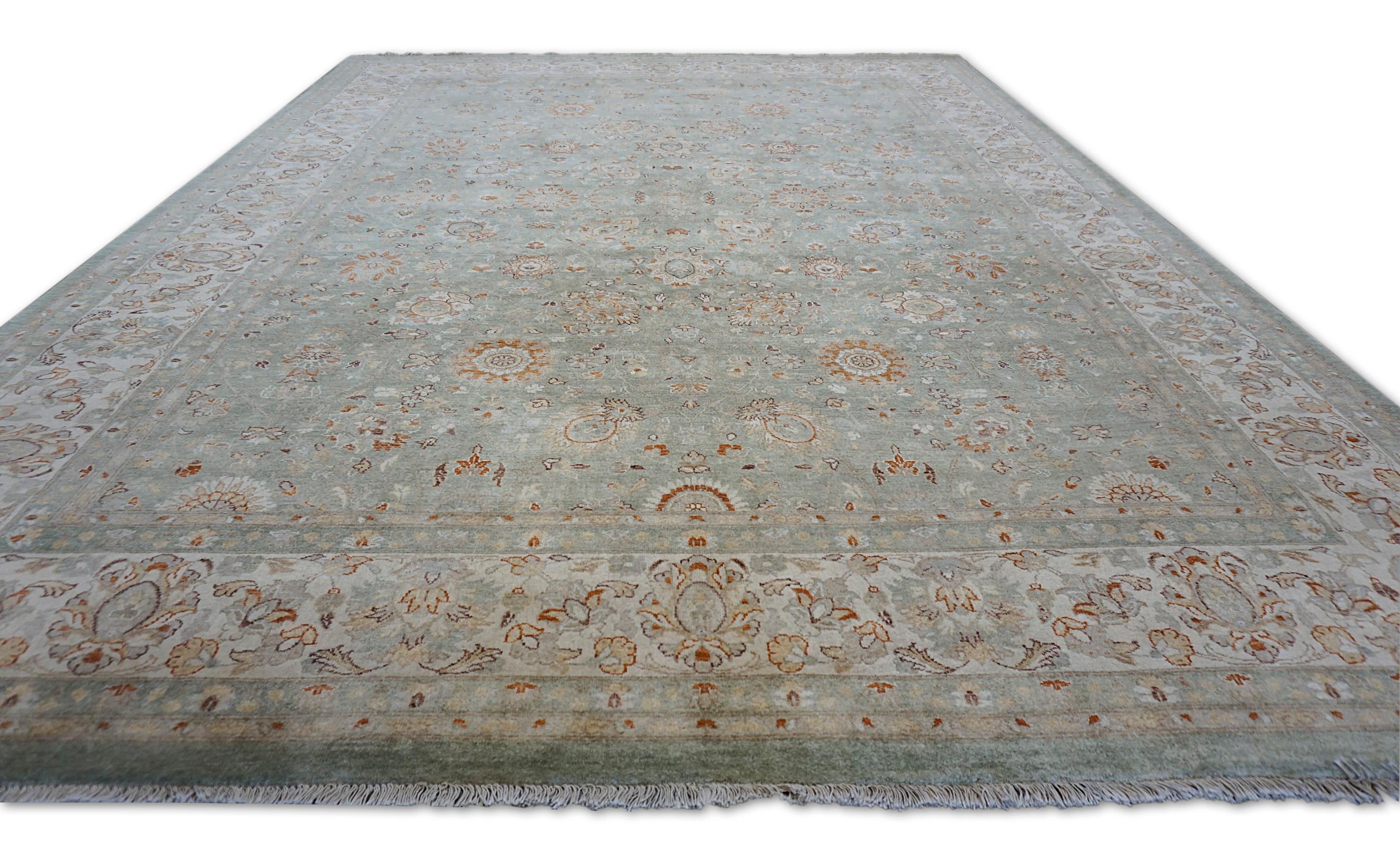 Sultanabad Rugs Weiches Grün in Wolle Teppich 8'11