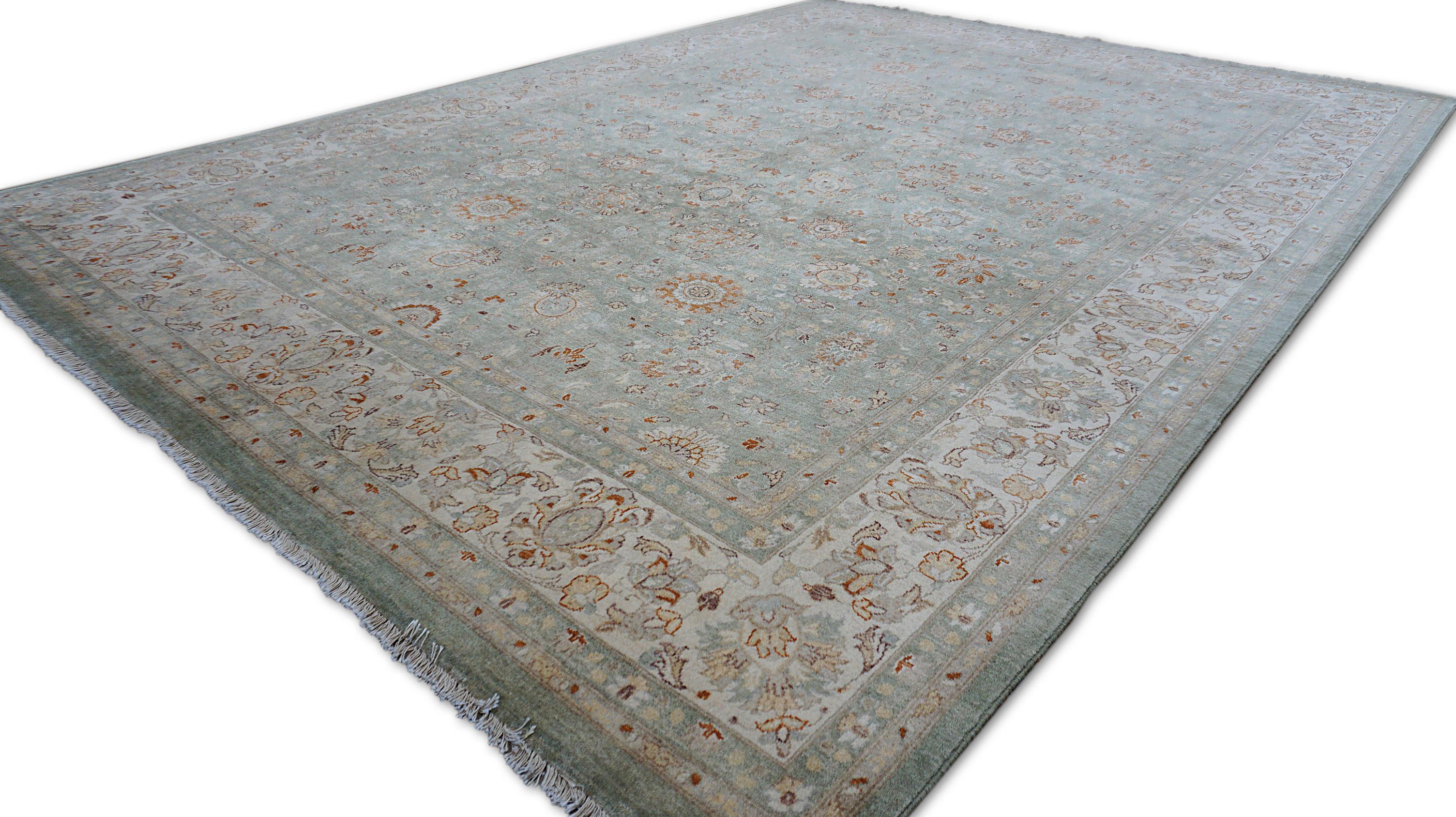 Sultanabad Rugs Weiches Grün in Wolle Teppich 8'11