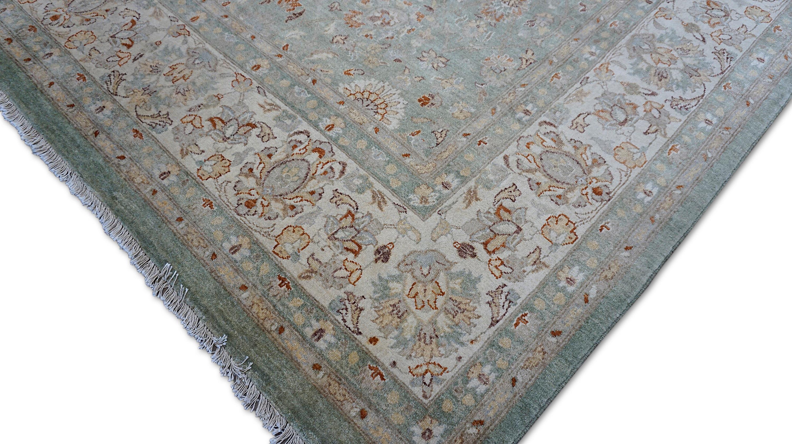 Sultanabad Rugs Weiches Grün in Wolle Teppich 8'11