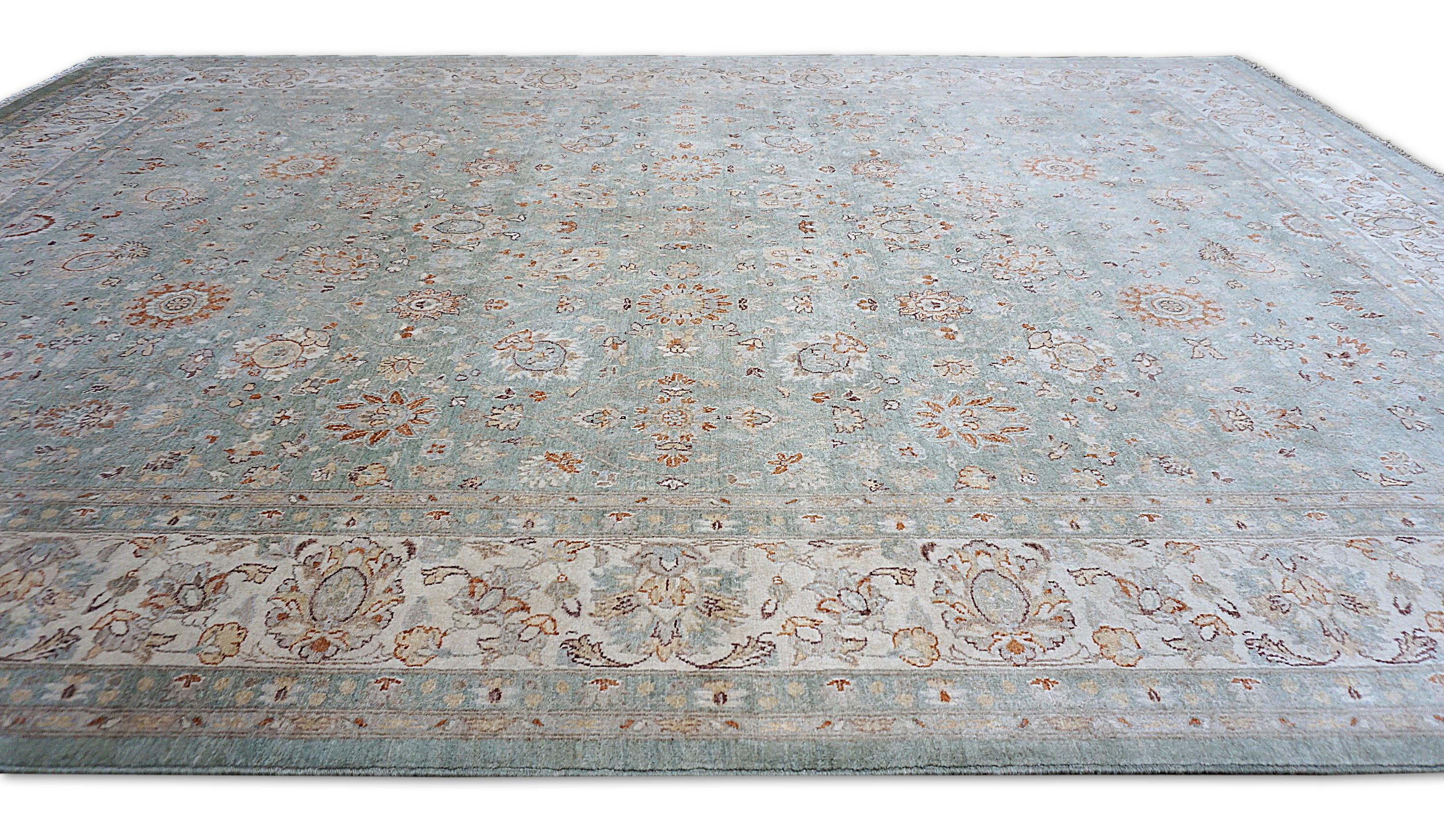 Sultanabad Rugs Weiches Grün in Wolle Teppich 8'11