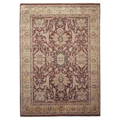 Neoklassischer brauner Feldteppich mit beigefarbener Wolle 8'10''x12'3''