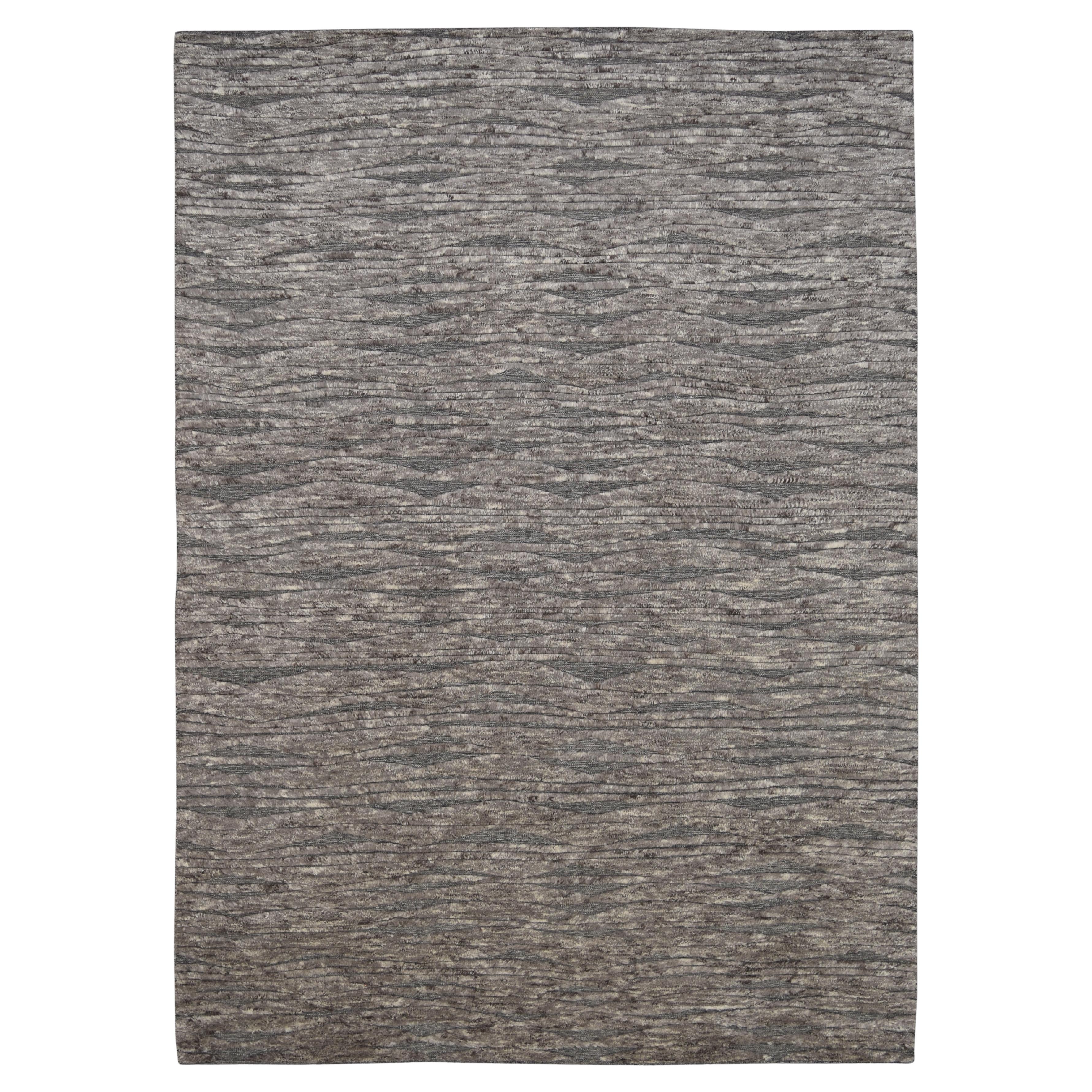 Tappeto moderno in lana testurizzata grigio-talpa 9'11''x14'