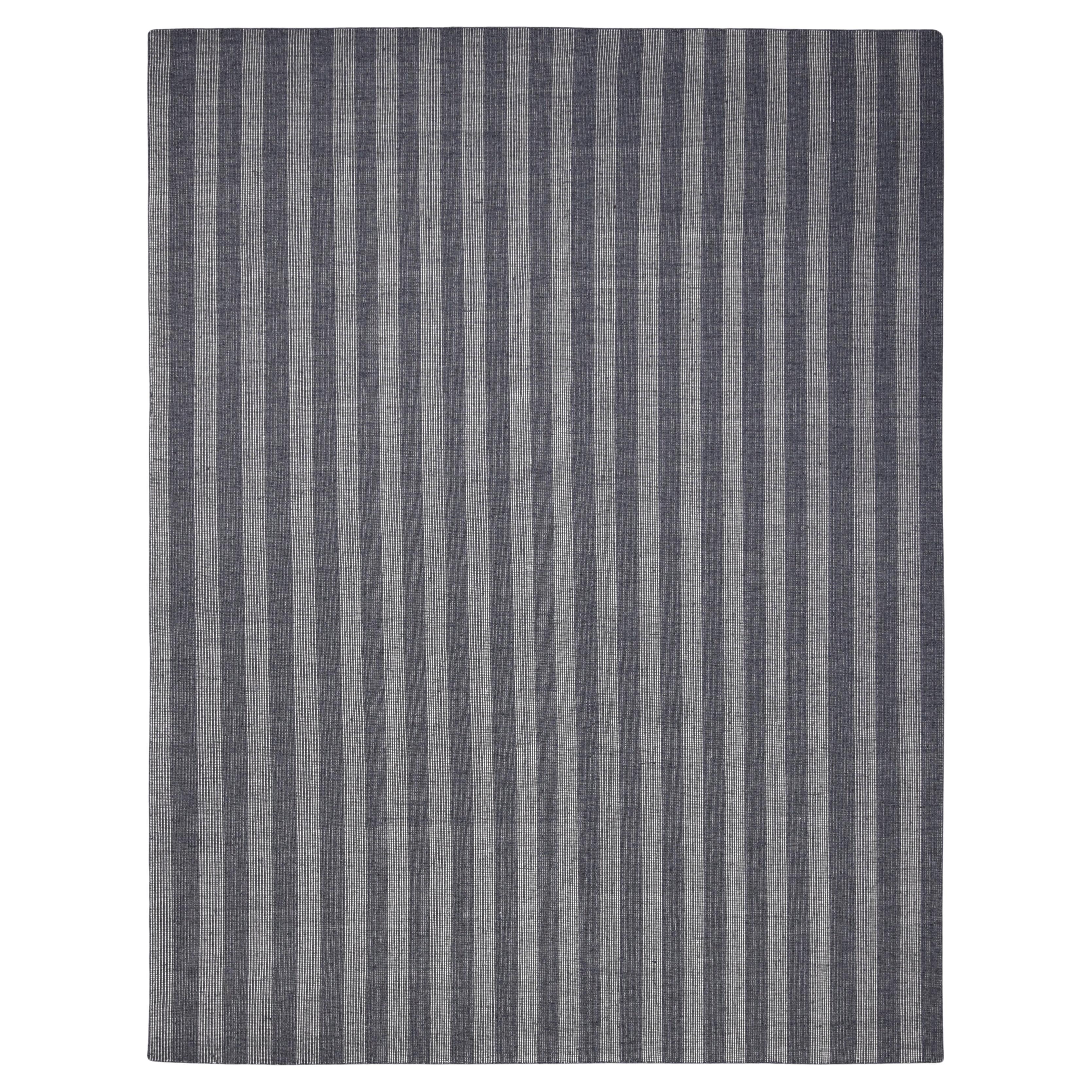 Fusain moderne  Tapis rayé en laine à armure plate 9'x11'10'' (en anglais)