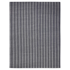 Fusain moderne  Tapis rayé en laine à armure plate 9'x11'10'' (en anglais)