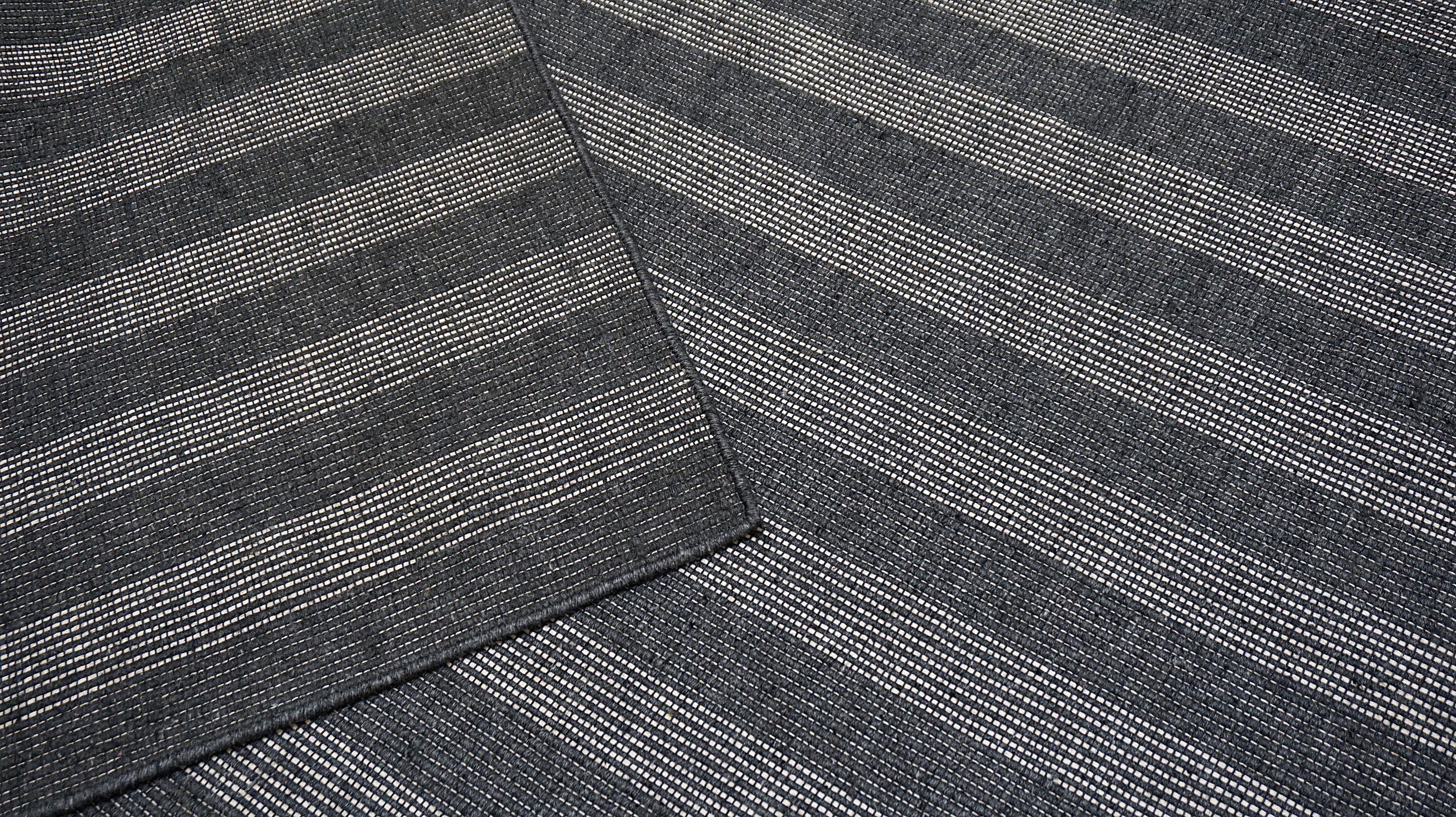 Modern Charcoal  Gestreifter Flachgewebe-Teppich aus Wolle 9'x11'10'' (Handgewebt) im Angebot