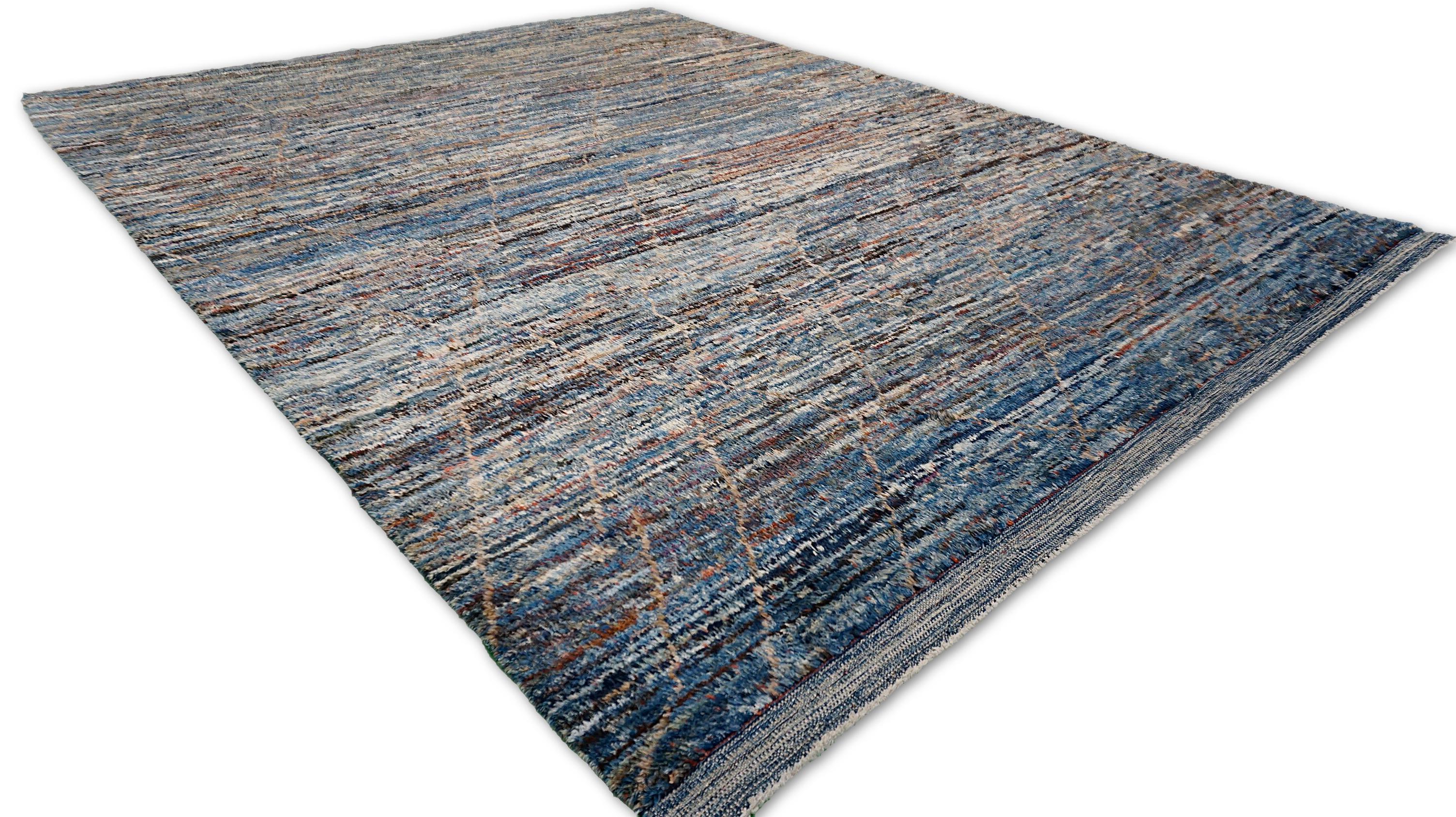 Pakistano Tappeto in lana in stile marocchino Modern Color con toni multicolore 9'5''x12'3'' in vendita