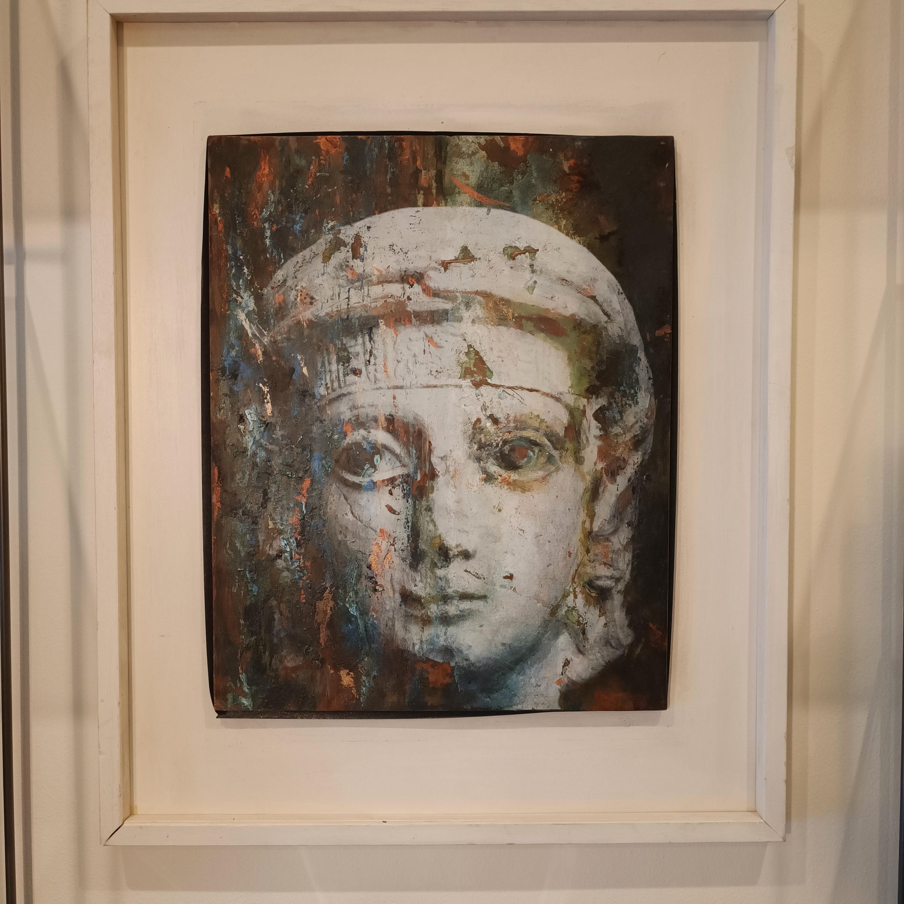 Olio e smalto su rame “La Misteriosa” di Alessandro La Motta-Biennale Venezia im Zustand „Hervorragend“ im Angebot in Villa Verucchio, Emilia-Romagna