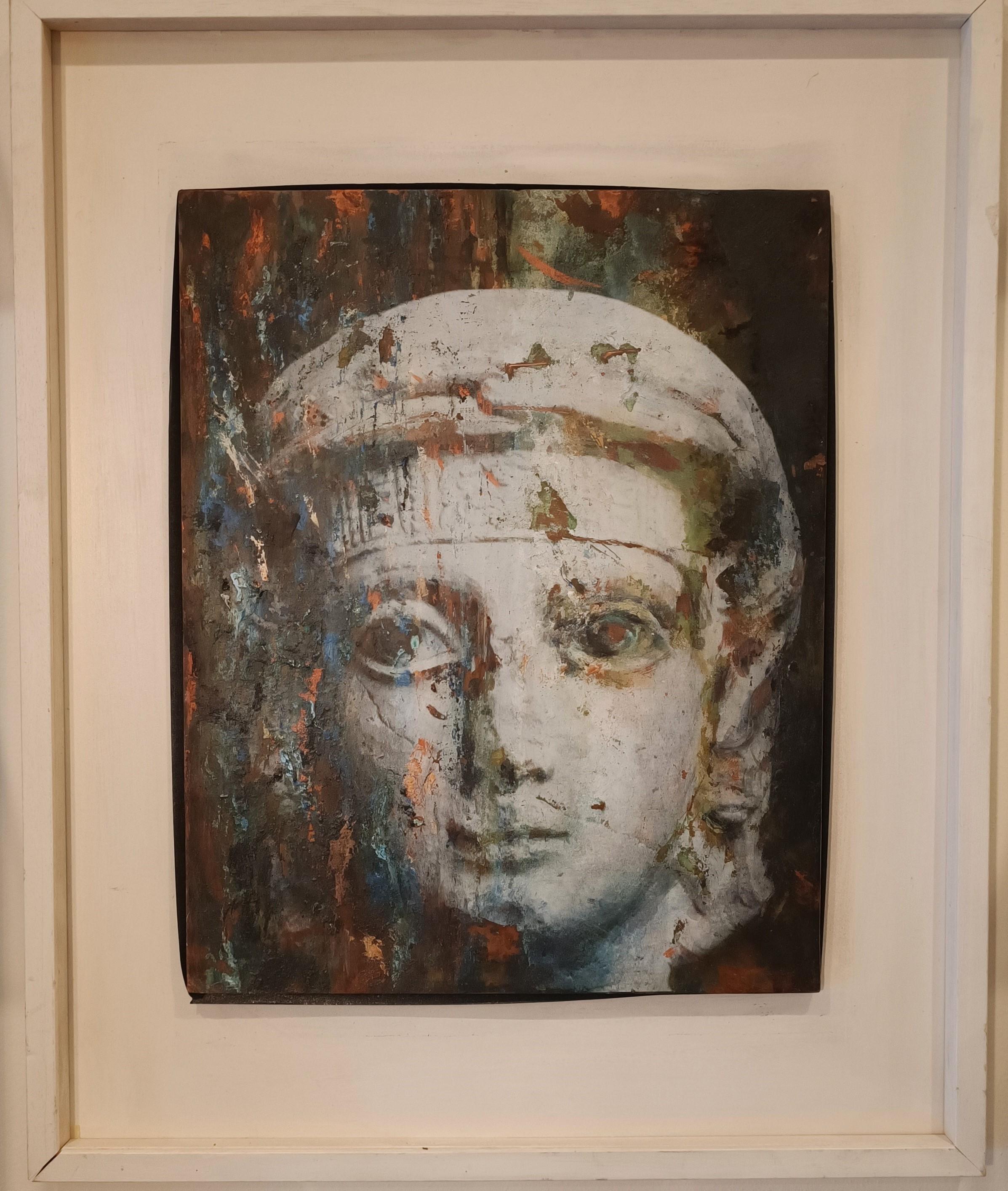 Olio e smalto su rame “La Misteriosa” di Alessandro La Motta-Biennale Venezia (Kupfer) im Angebot