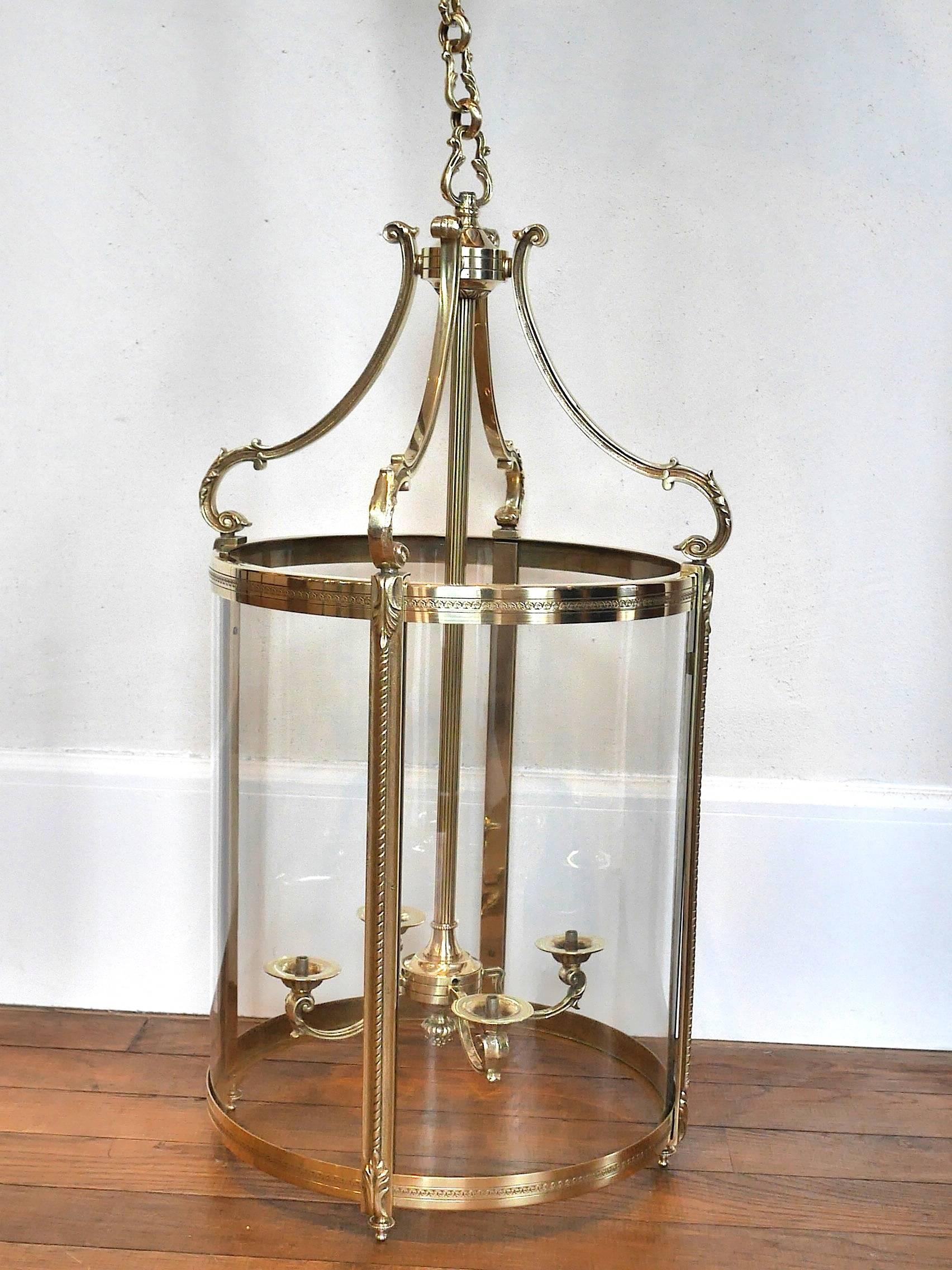 Brass lantern, with four supports for lamps.