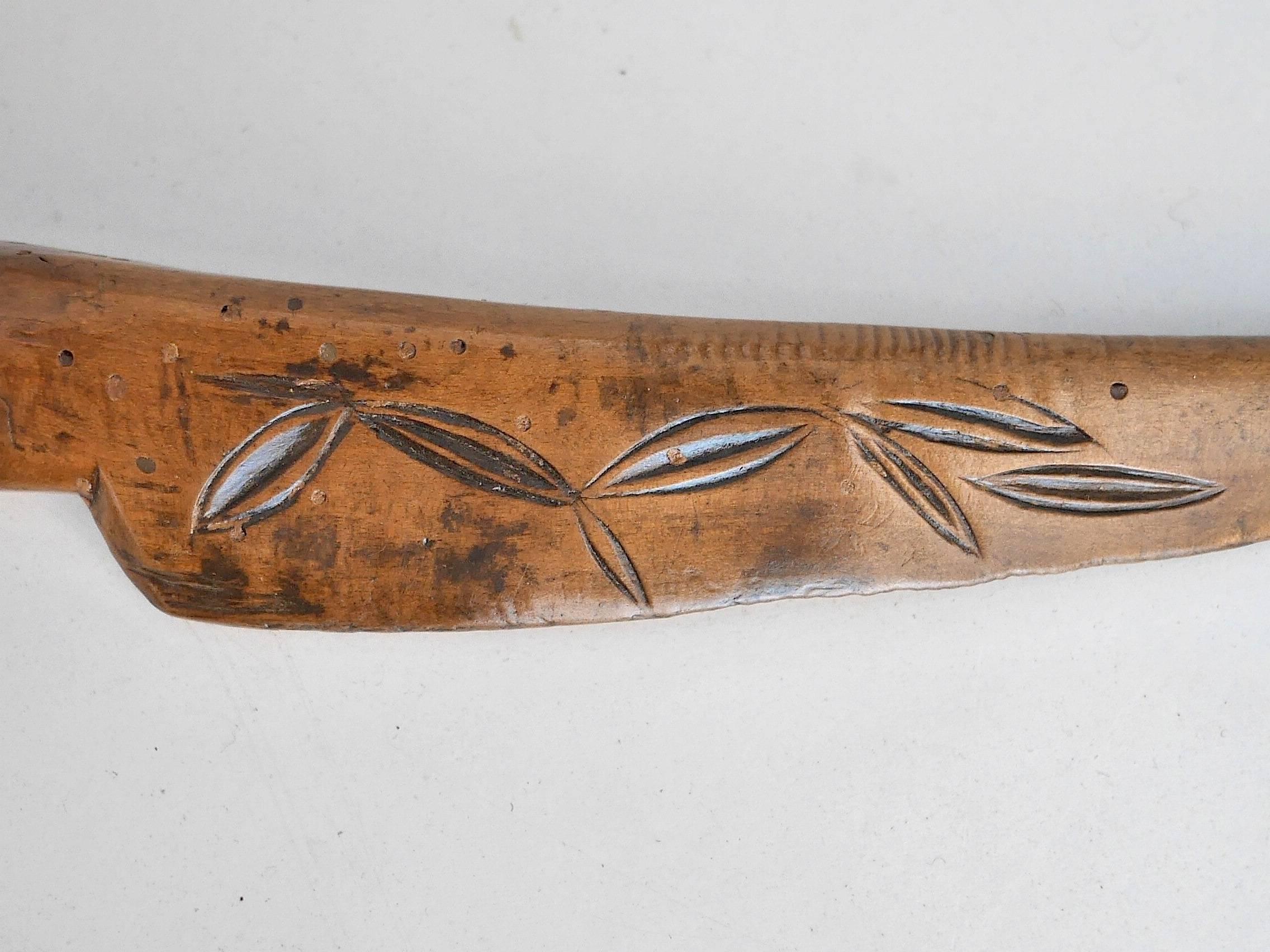 Folk Art 19th Century Naive Boxwood Knife For Sale
