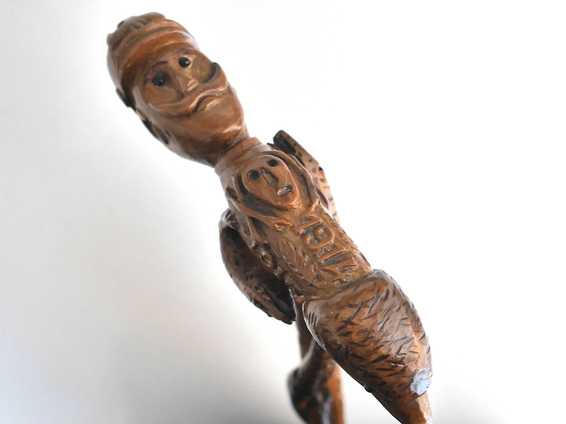 Early 20th Century Soldier Wooden Cane For Sale 1