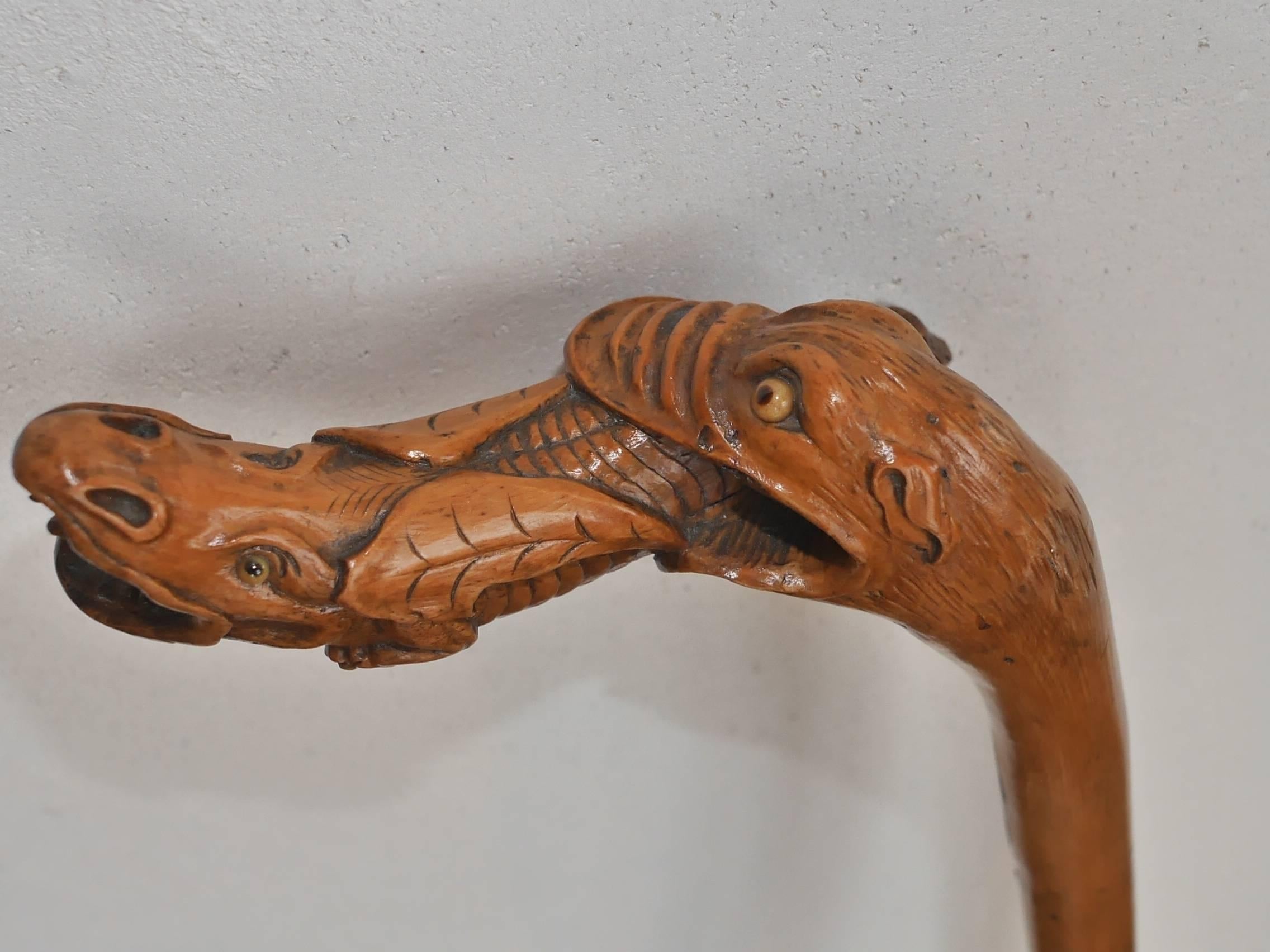 Carved 19th Century French Folk Art Cane For Sale