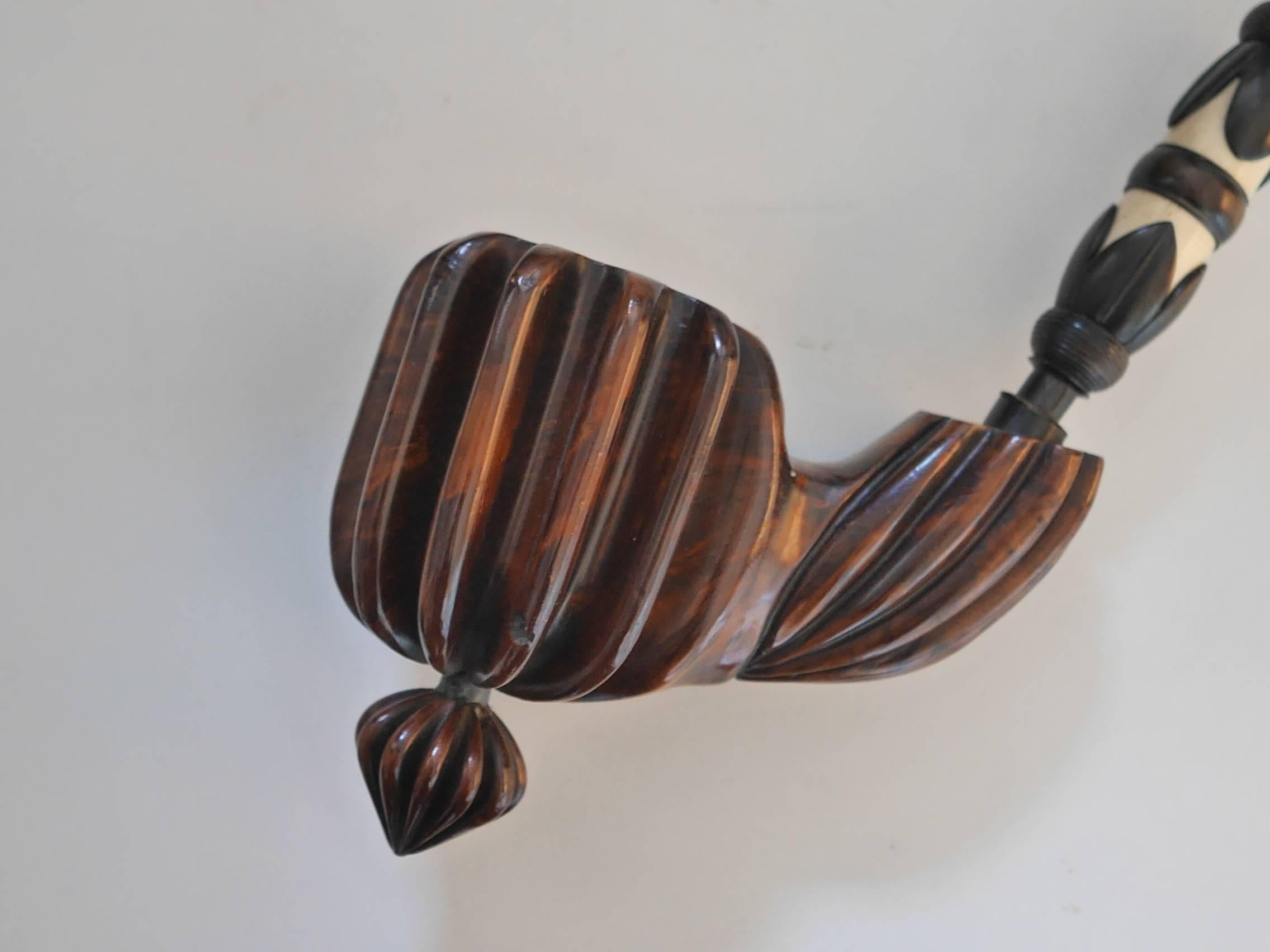 Carved French 19th Century Pipe For Sale
