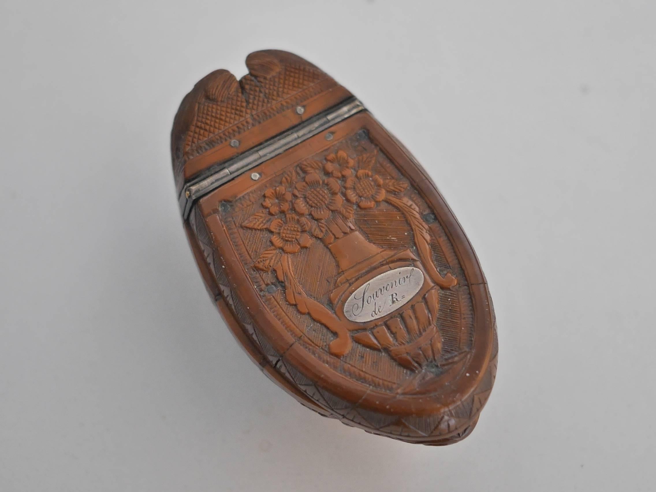 French 19th Century Tagua Nut Carved Snuffbox  For Sale
