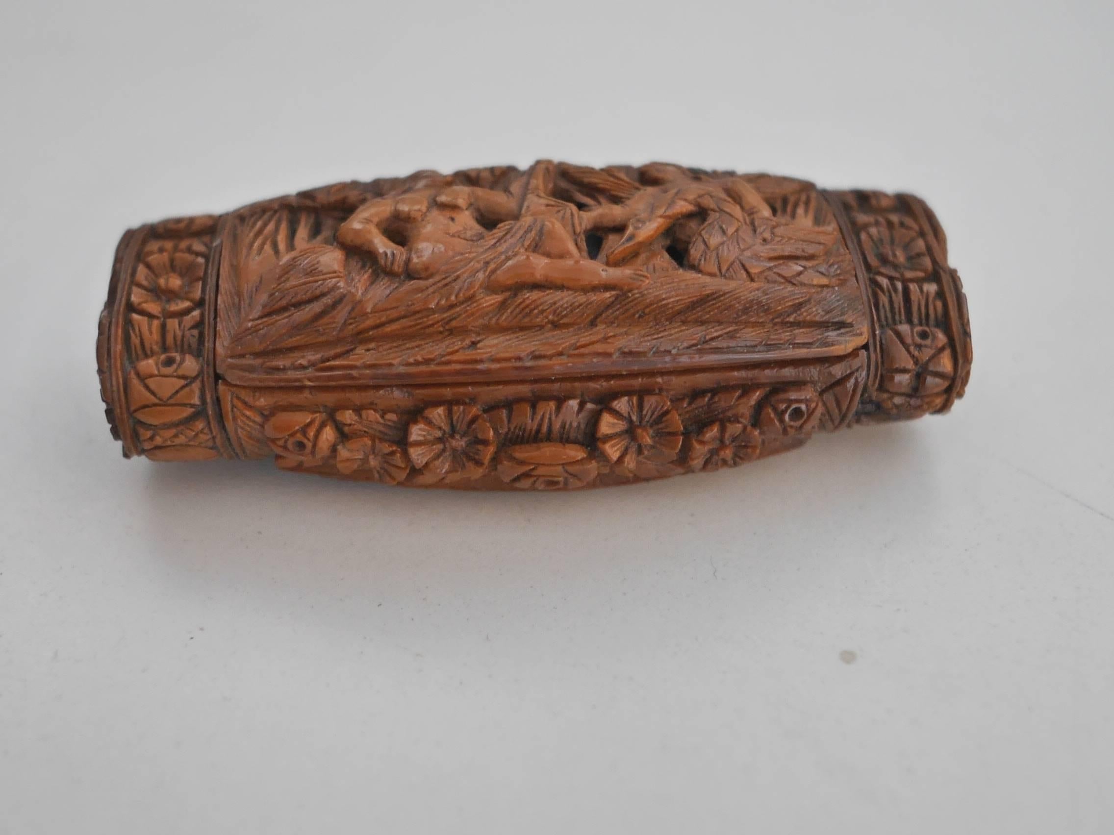 Folk Art 19th Century Tagua Nut Snuff Box  For Sale