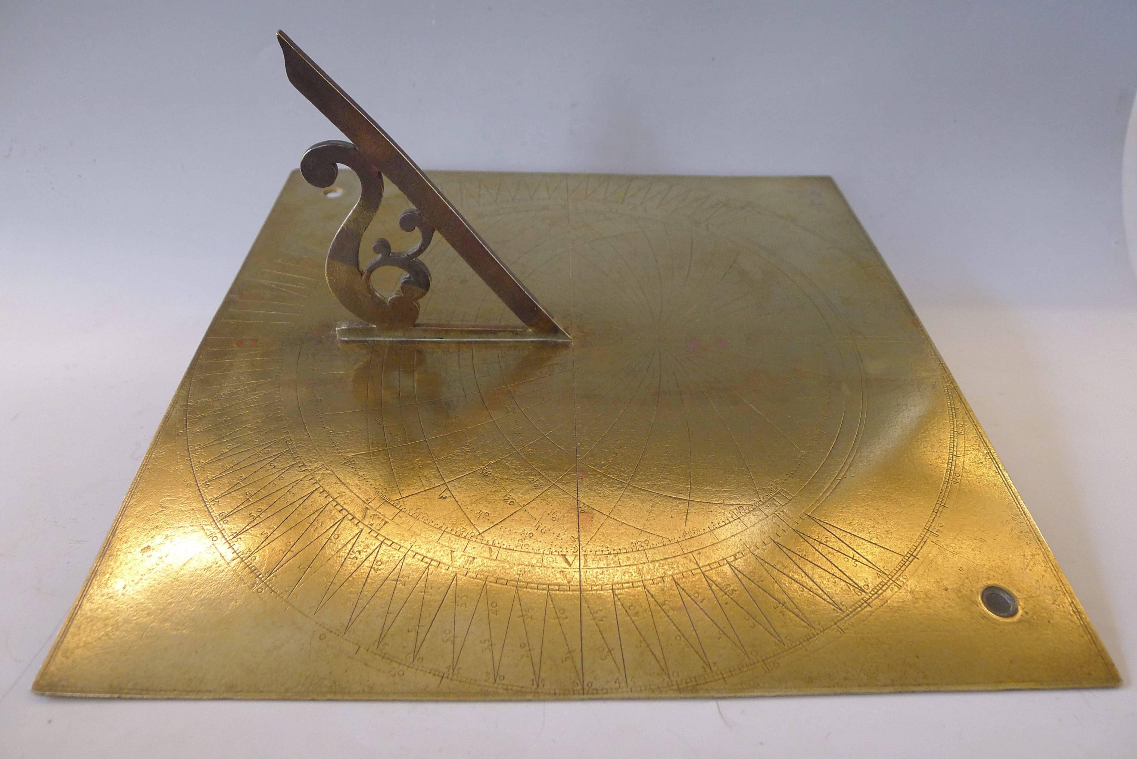 French Bronze Horizontal Sundial, 18th Century For Sale