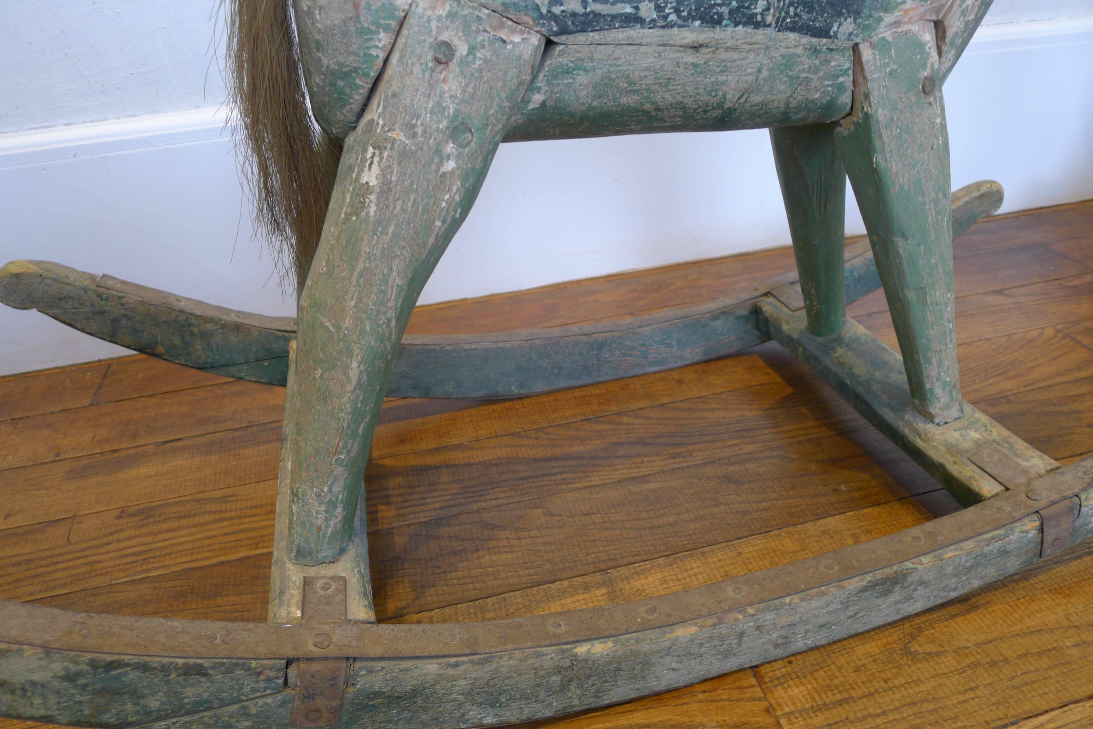 Folk Art Toy for Child in the Shape of Rocking Horse, 19th Century For Sale