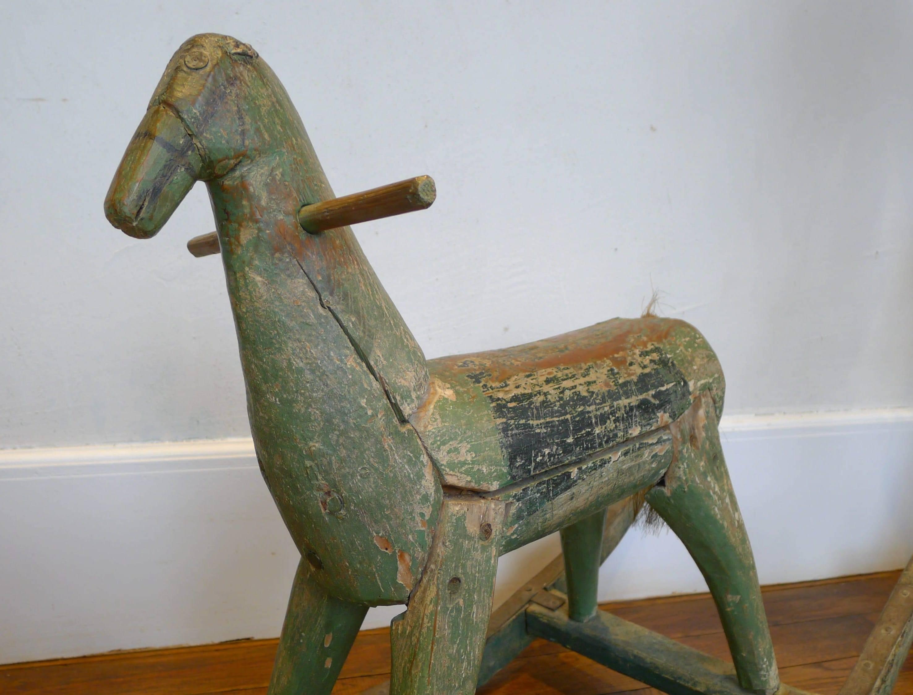 French Toy for Child in the Shape of Rocking Horse, 19th Century For Sale
