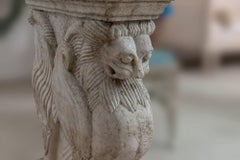 Pair of Carved Stone Lion Garden Table Base