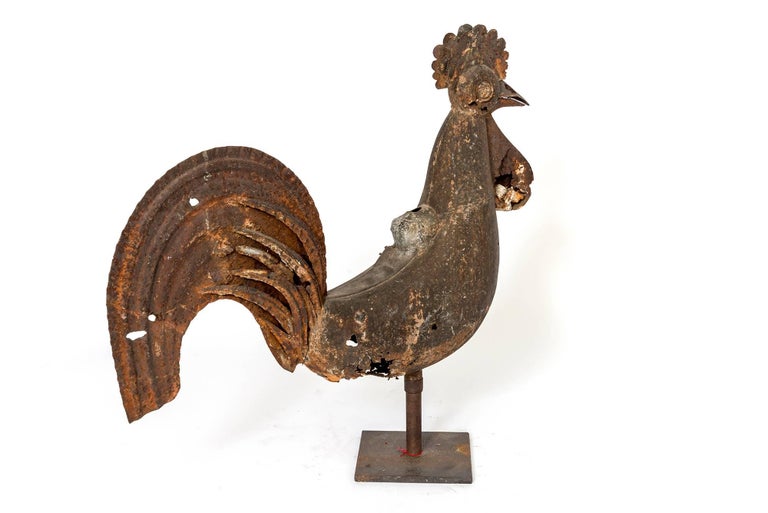 Rustic Zinc Chicken 'Coq' on Stand at 1stDibs
