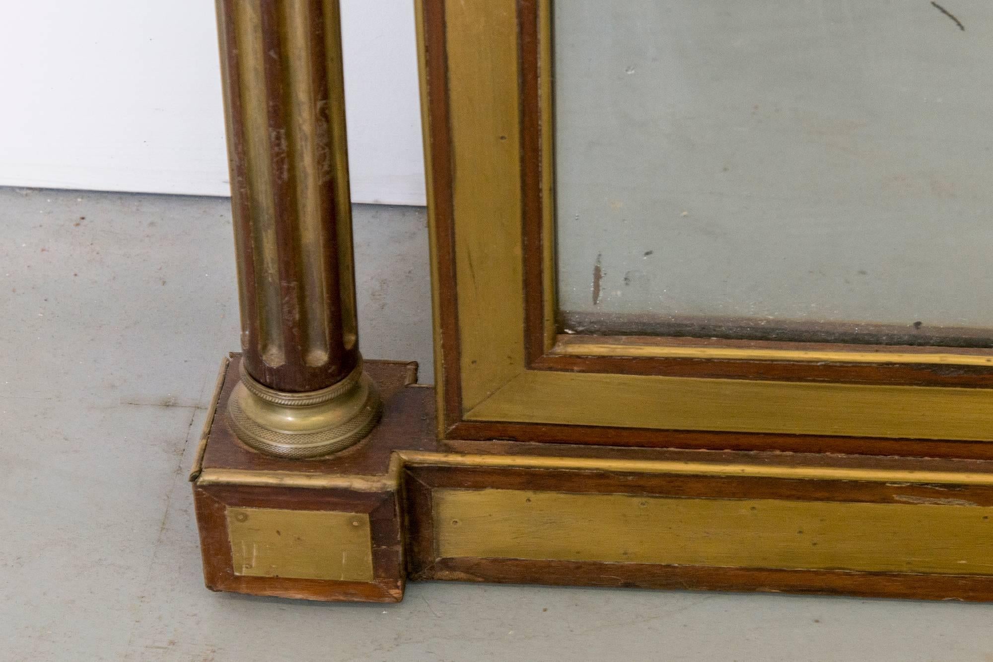 19th Century Gilt and Wood Painted Italian Mirror from Piedmonte Region