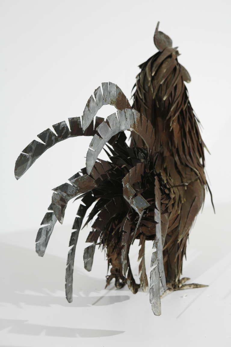 20ième siècle Coq sculptural métallique en vente