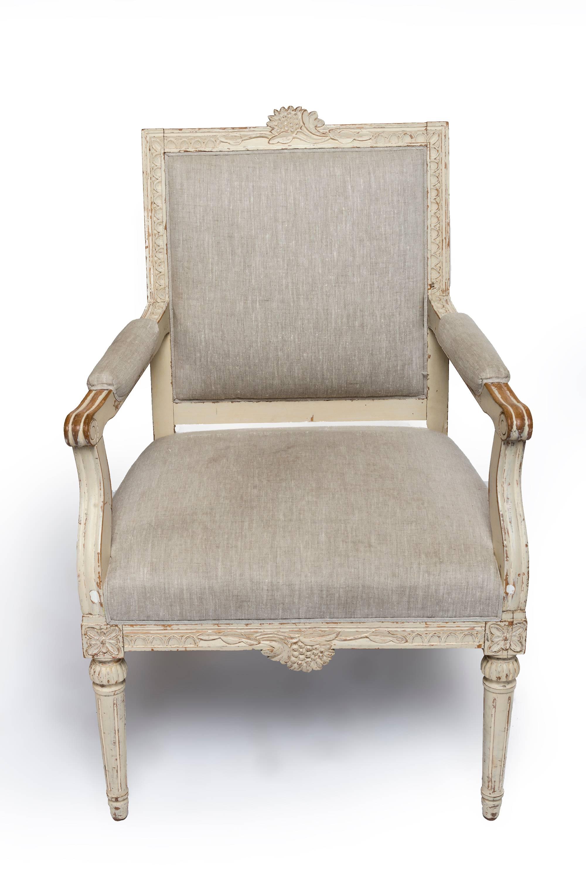 Wood Pair of Gustavian Style Fauteuils