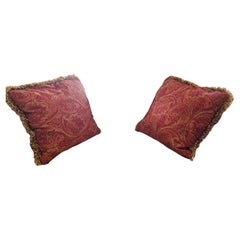 Pair of Paisley Tapestry Feather Down Large Throw Pillows