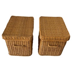 Wicker Organic Modern Pair Boxes Trunks