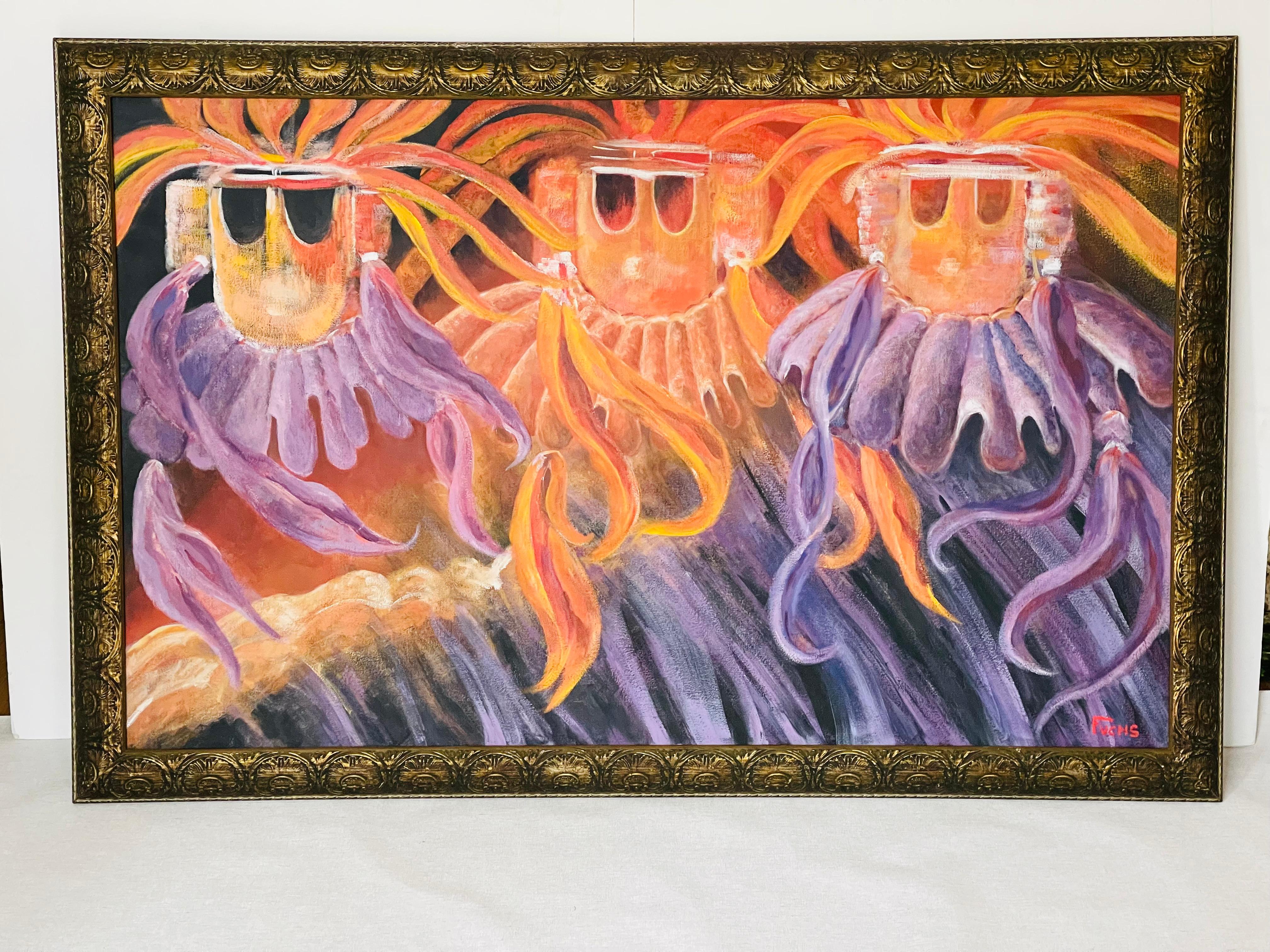Austrian Three Kings Large Abstract Expressionist Painting by Fuchs For Sale