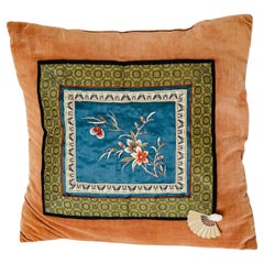 Qing Dynasty Chinese Brocade Dilk Embroidered Pillow