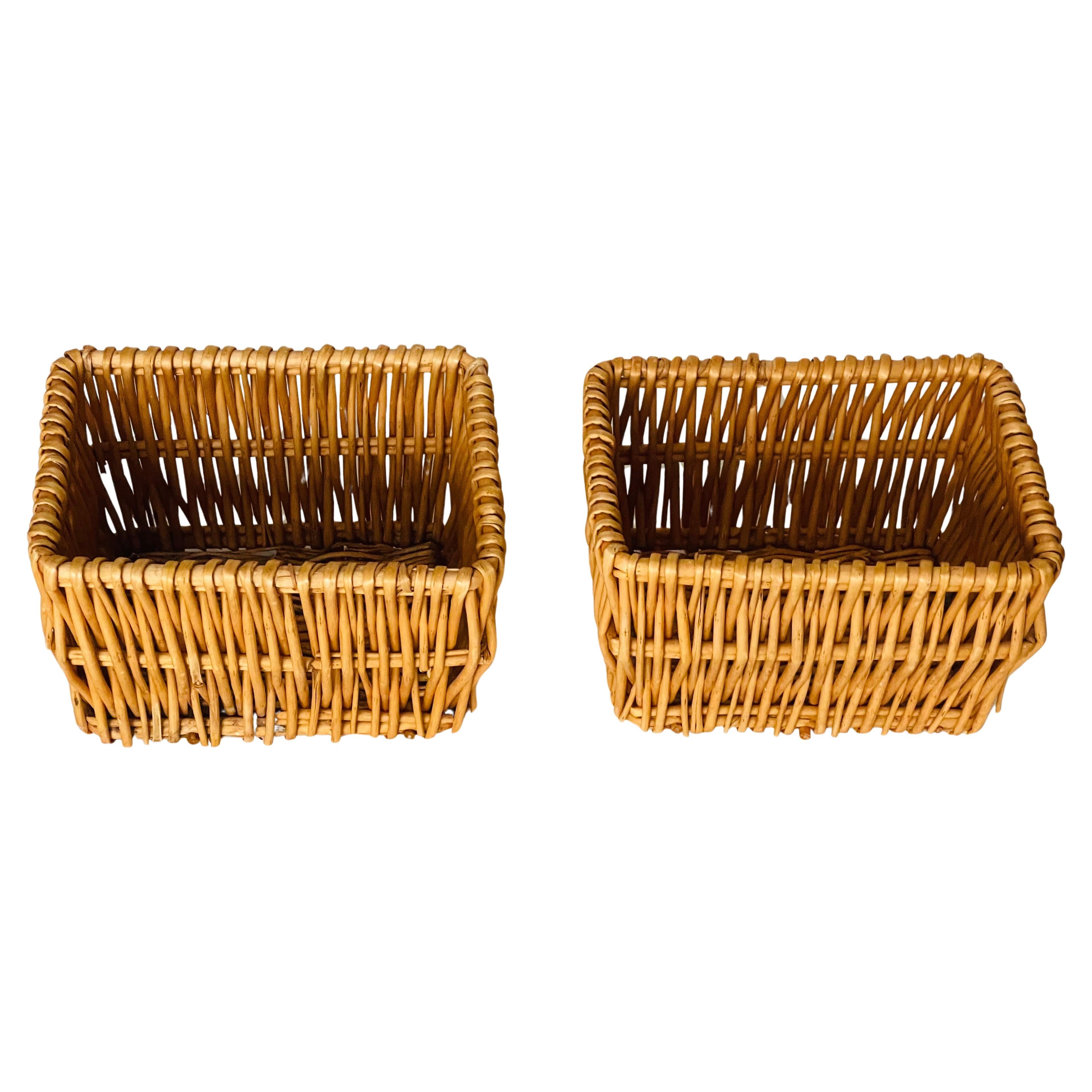 Pair Small Wicker Baskets For Sale
